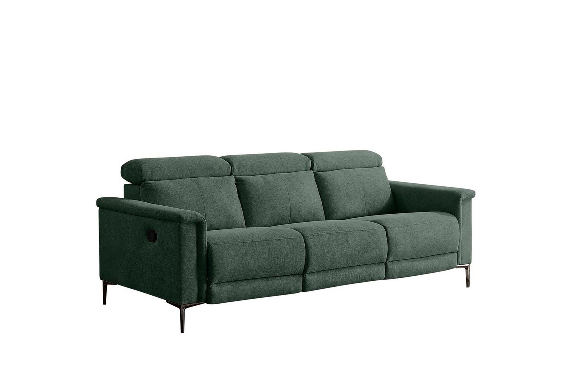 Reclinersoffa utan h&ouml;rn Loft24 3-sitssoffa Lund Dark Green -