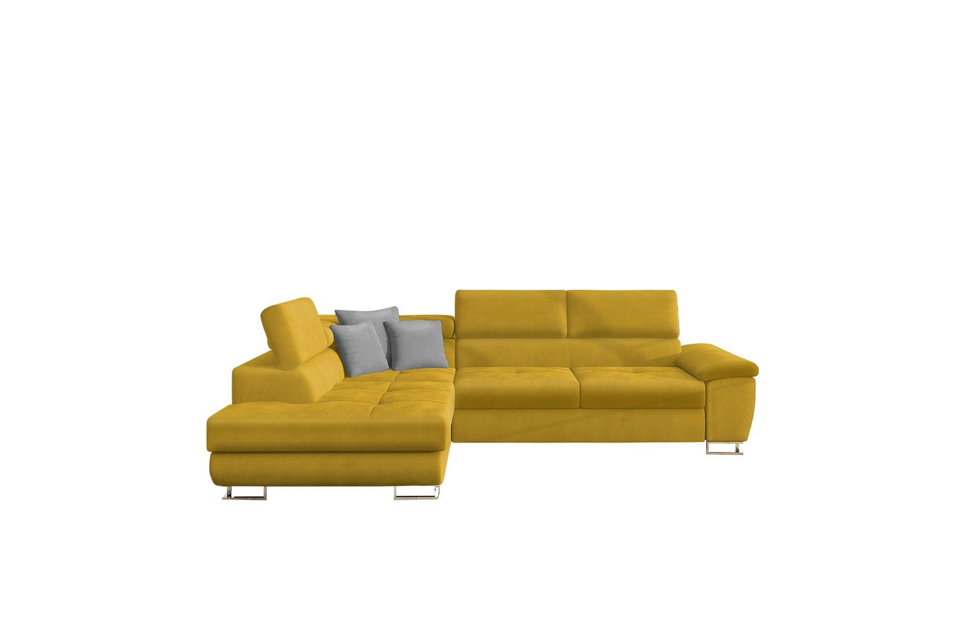 Reginia Soffa med Sch&auml;slong 3-sits - Gul/Ljusgr&aring;