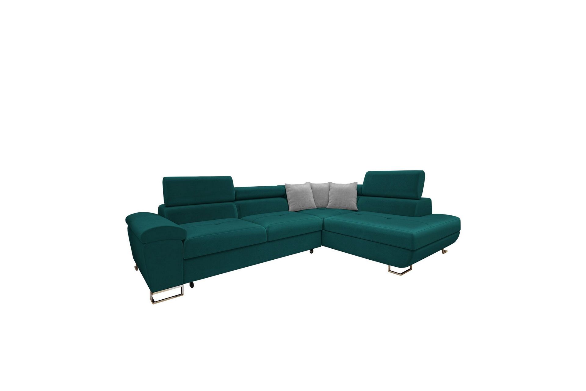 Reginia Soffa med Sch&auml;slong 3-sits - Turkos/Ljusgr&aring;