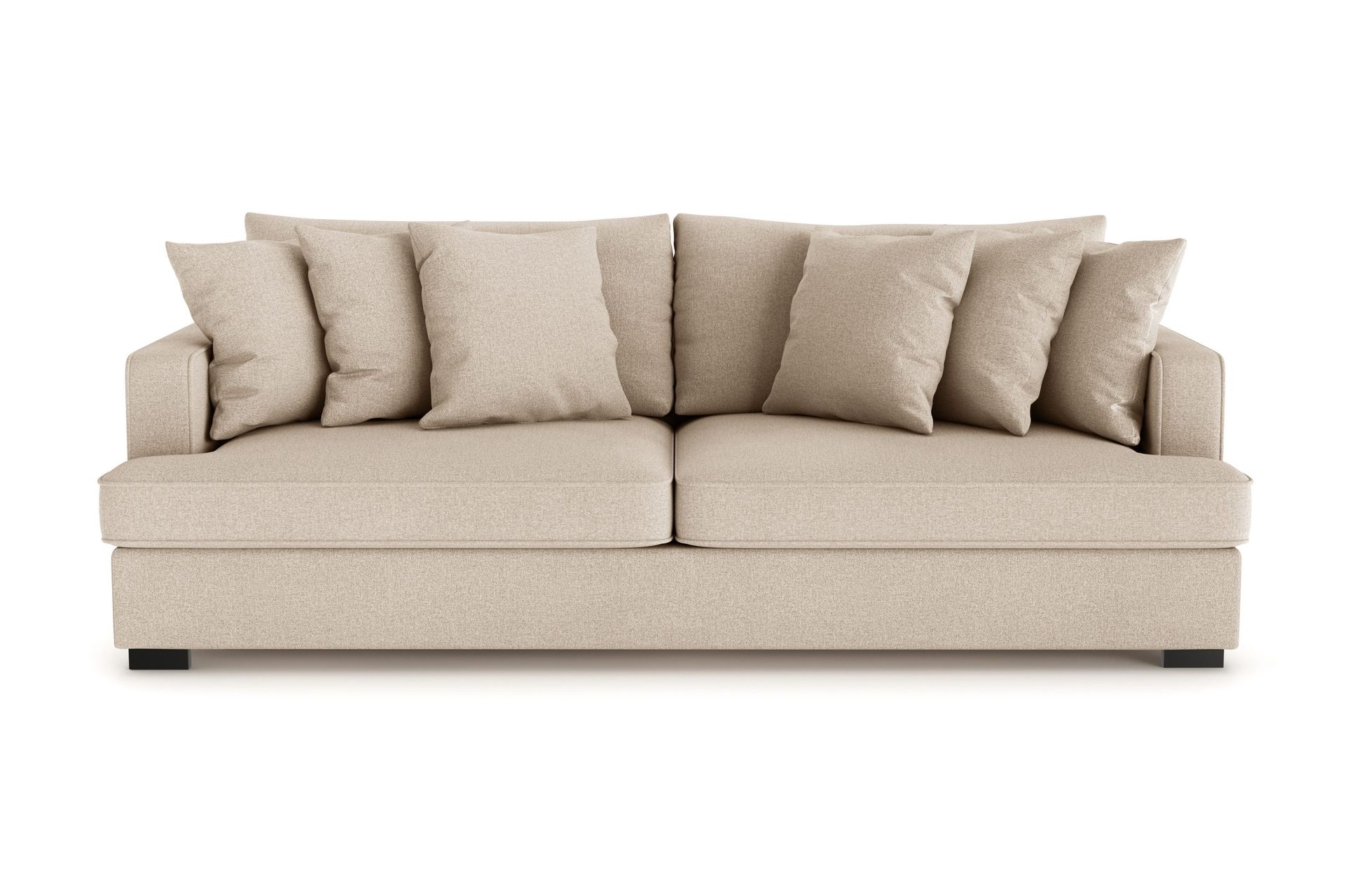 Beige fyrsitssoffa med djup sits och avtagbar klädsel