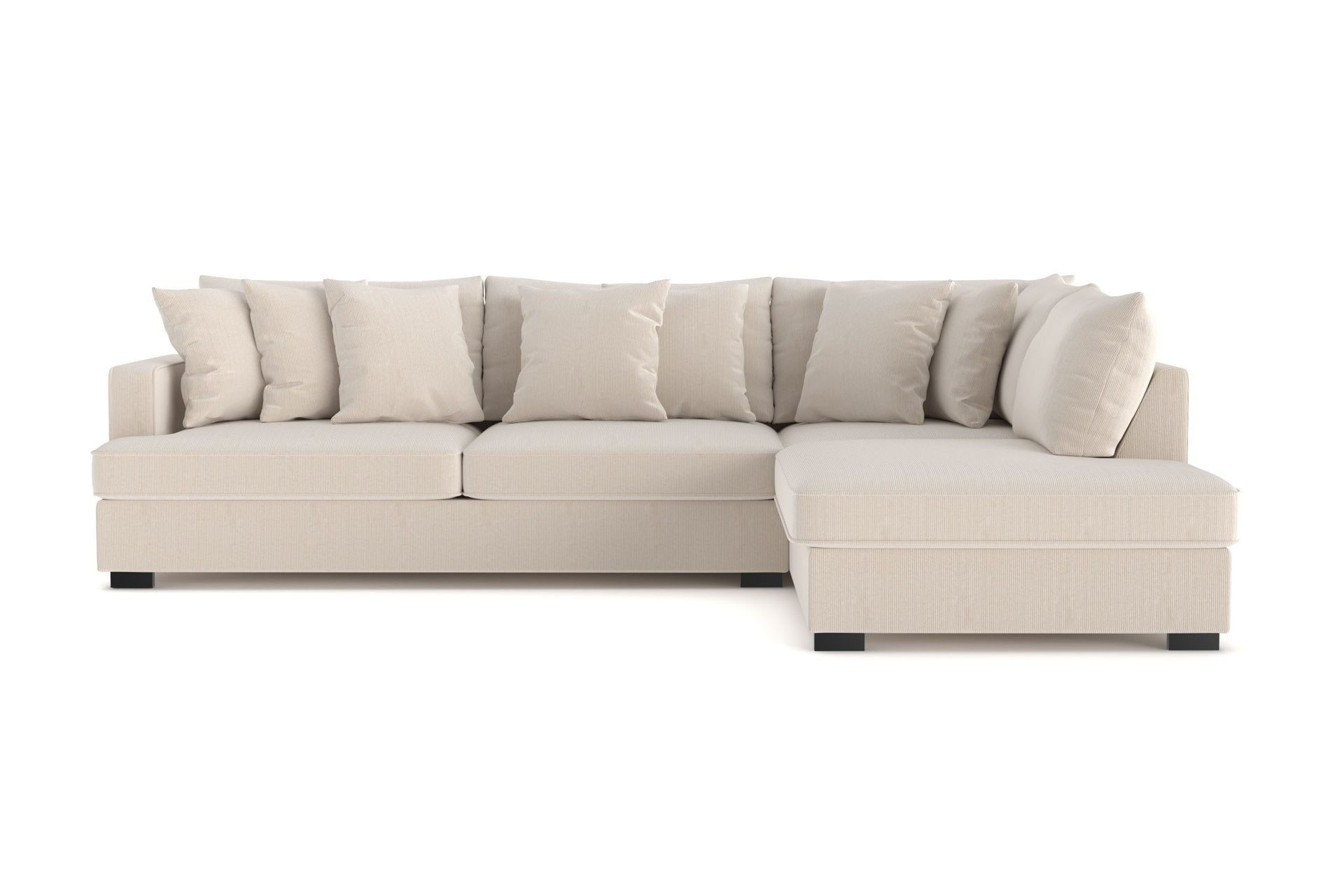 Rossita 4-sits H&ouml;gerv&auml;nd L-formad Djup Sch&auml;slongsoffa i Manchester - Beige