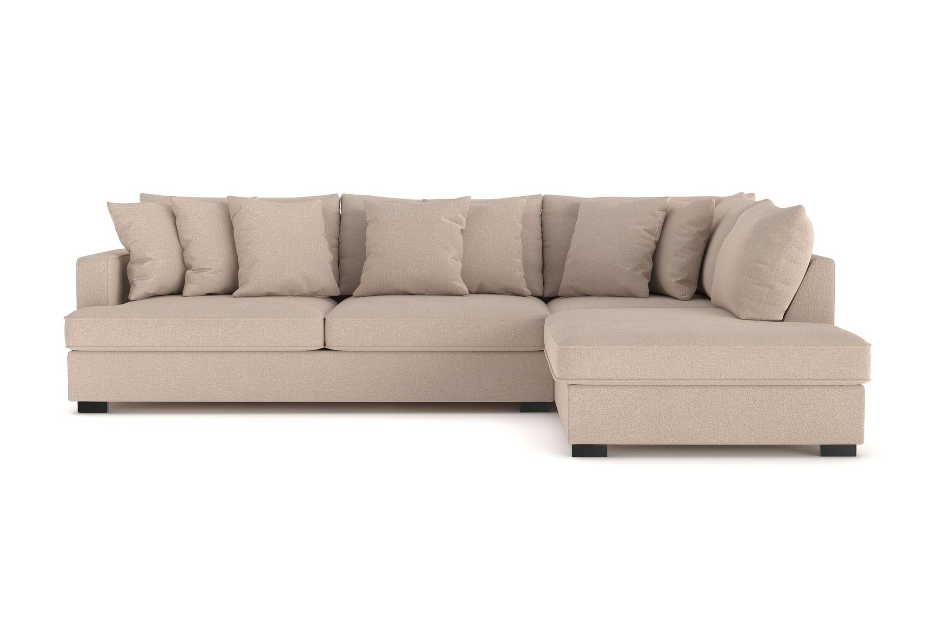 Rossita 4-sits H&ouml;gerv&auml;nd L-formad Djup Sch&auml;slongsoffa i Tyg - Beige