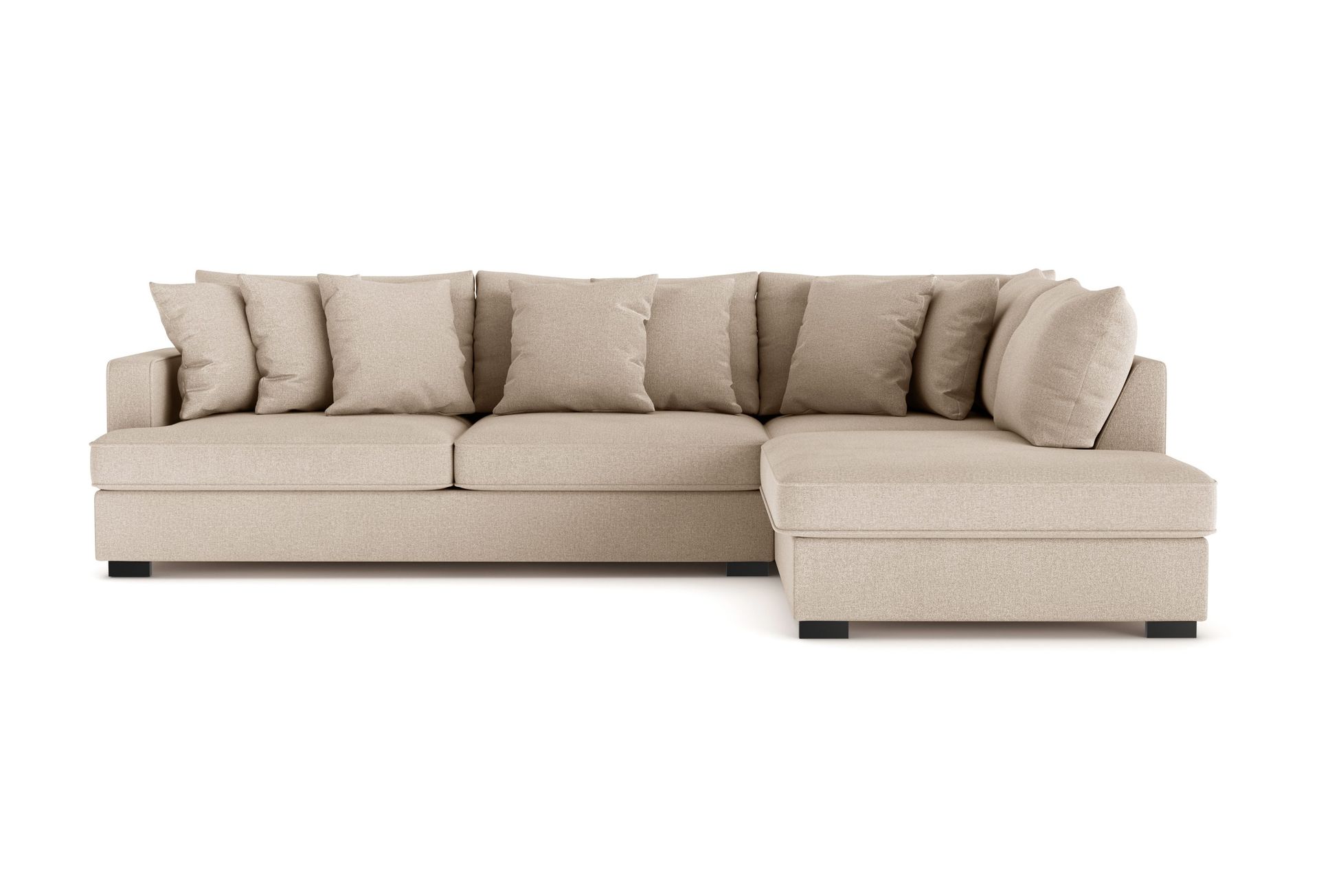 Rossita 4-sits H&ouml;gerv&auml;nd L-formad Djup Sch&auml;slongsoffa i Tyg - Beige