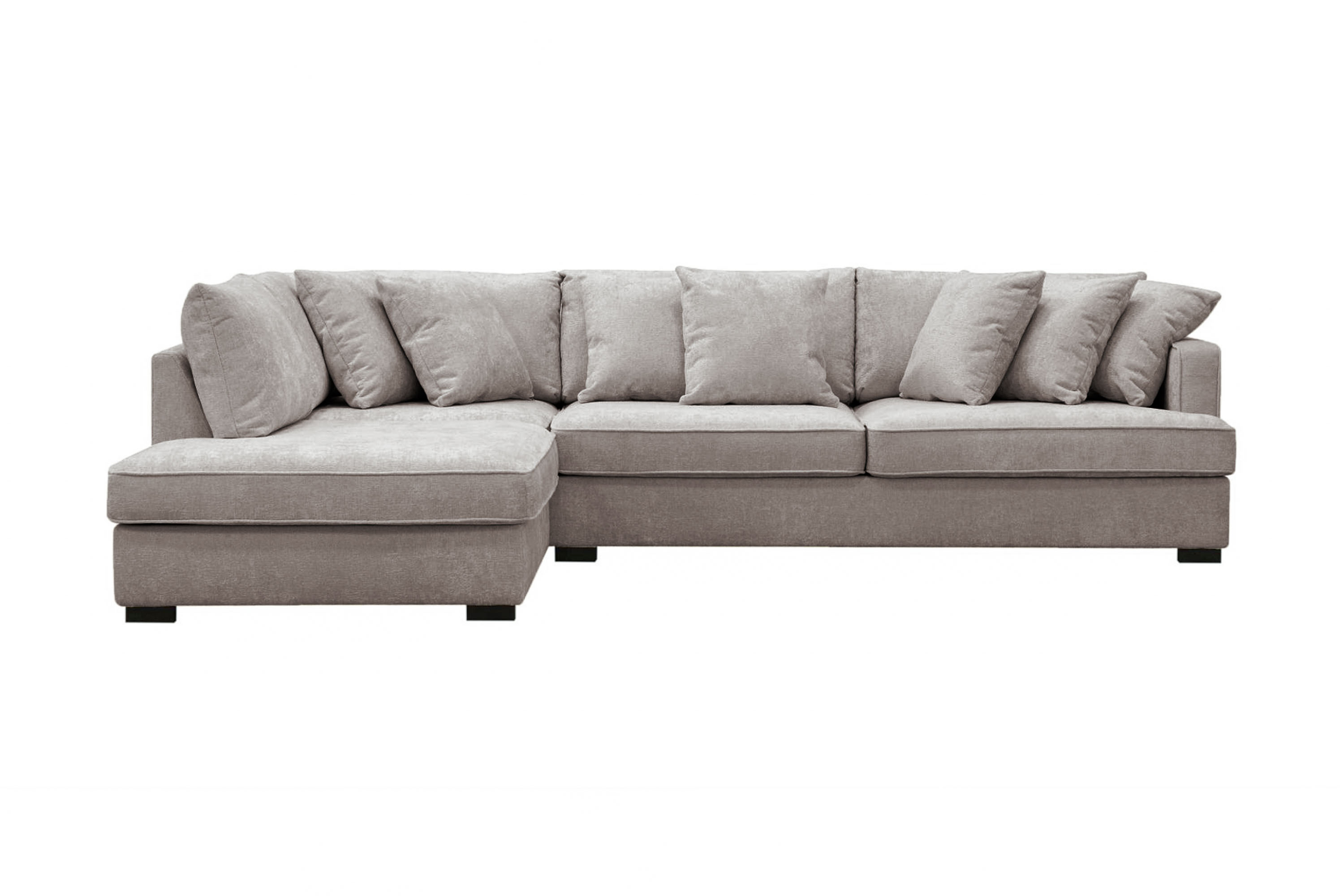 rossita 4-sits vänstervänd l-formad djup schäslongsoffa i chenille - grå / brun