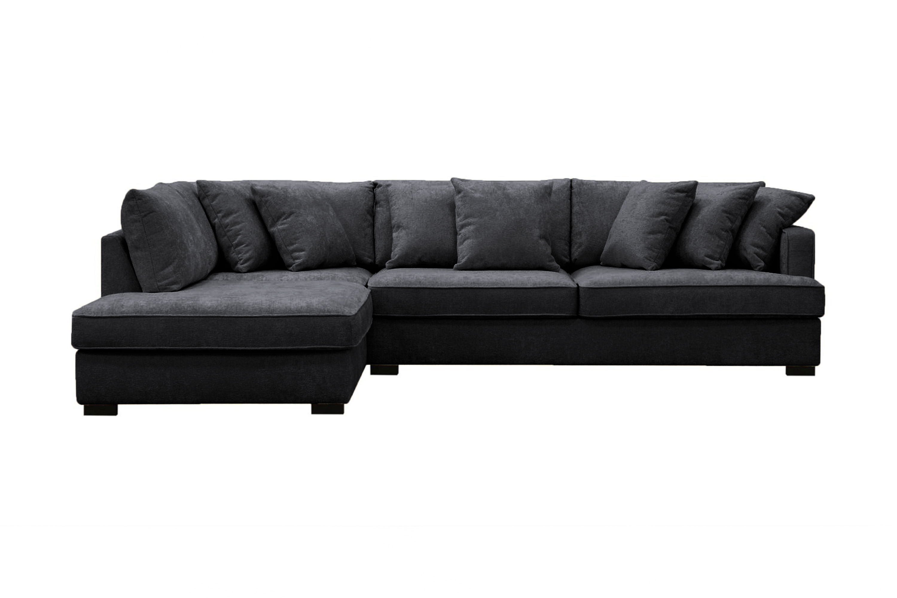Rossita 4-sits Vänstervänd L-formad Djup Schäslongsoffa i Chenille Svart