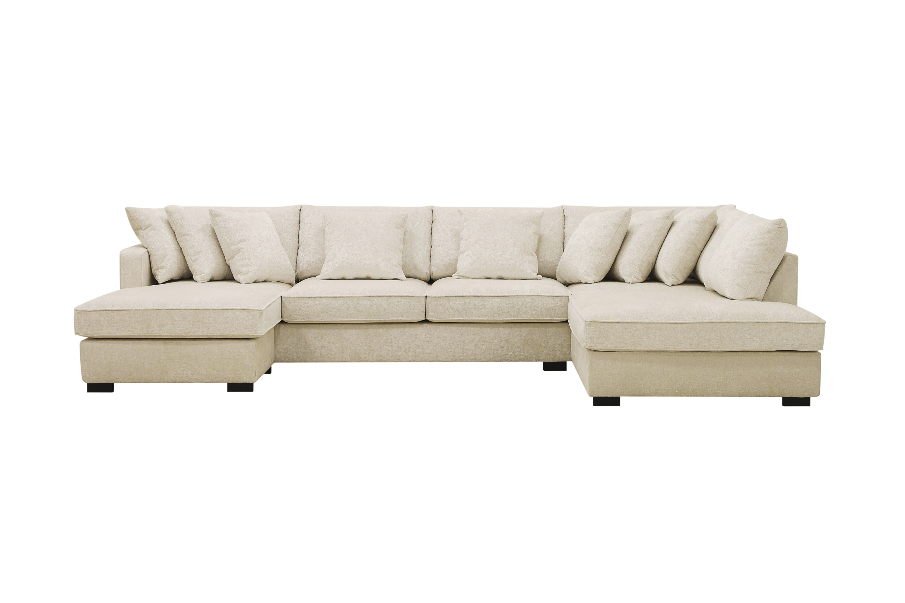 Rossita 5-sits Divansoffa med schäslong i chenille Höger Beige