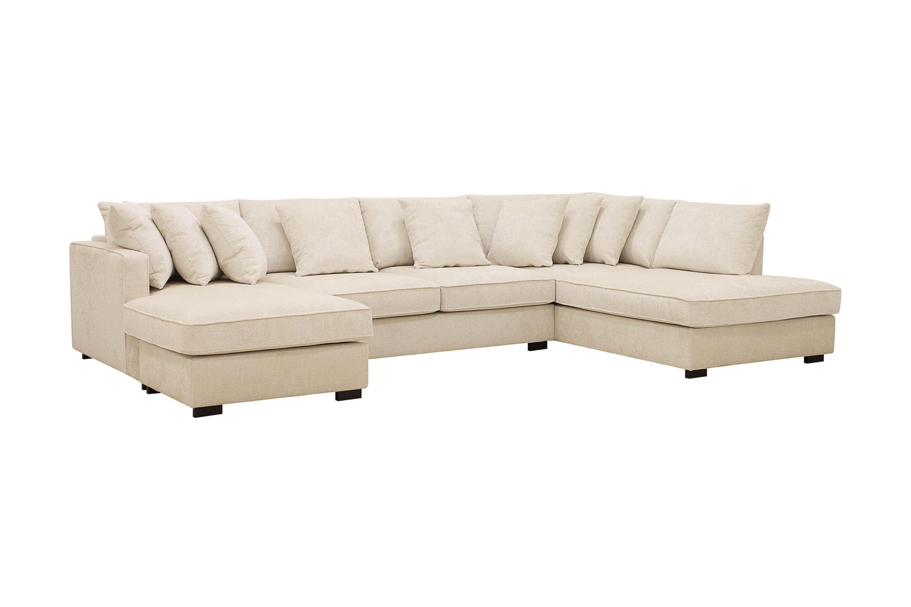 Rossita 5-sits Högervänd U-formad Djup Soffa med Divan och Schäslong i Chenille Beige