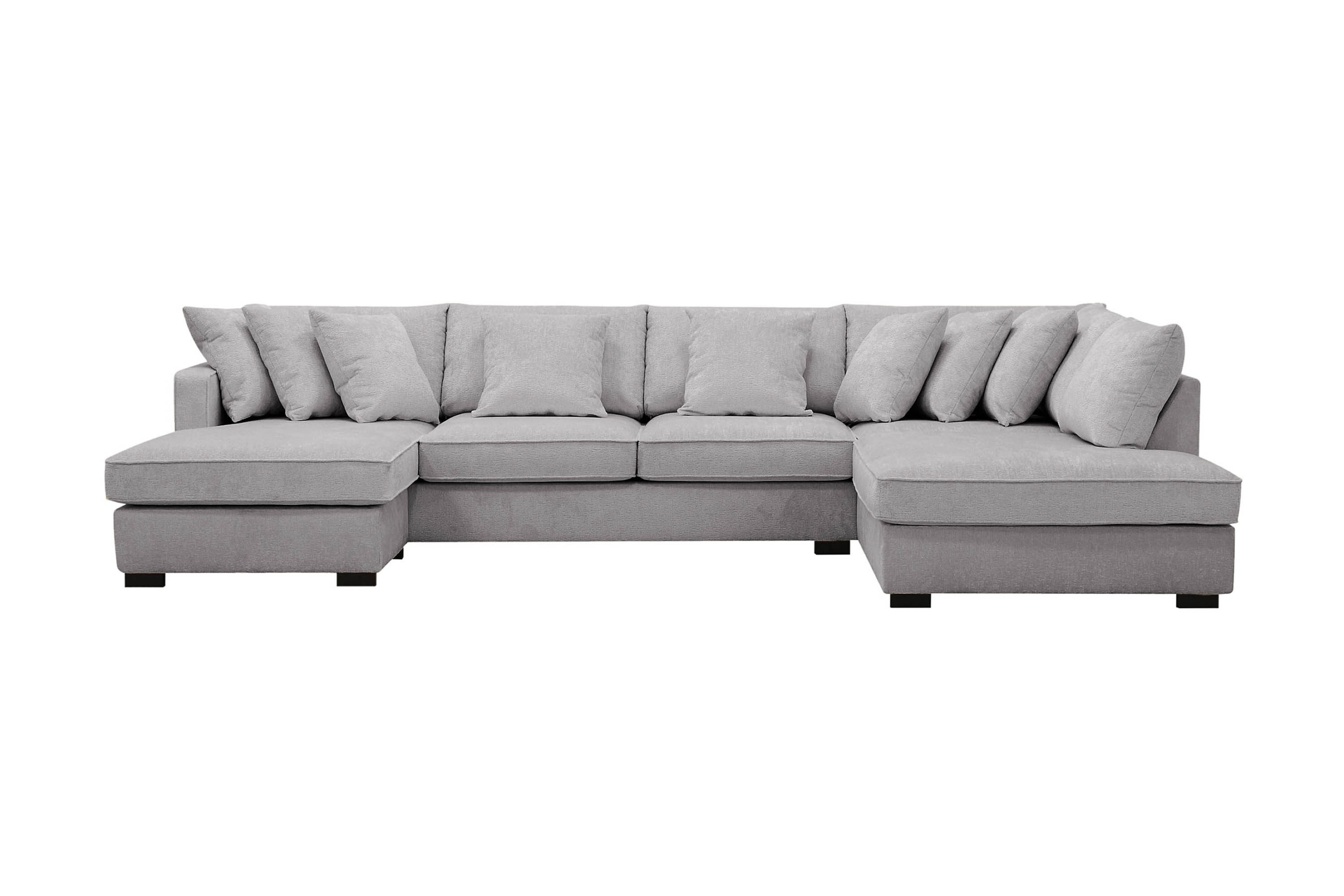 Rossita 5-sits Högervänd U-formad Djup Soffa med Divan och Schäslong i Chenille Grå