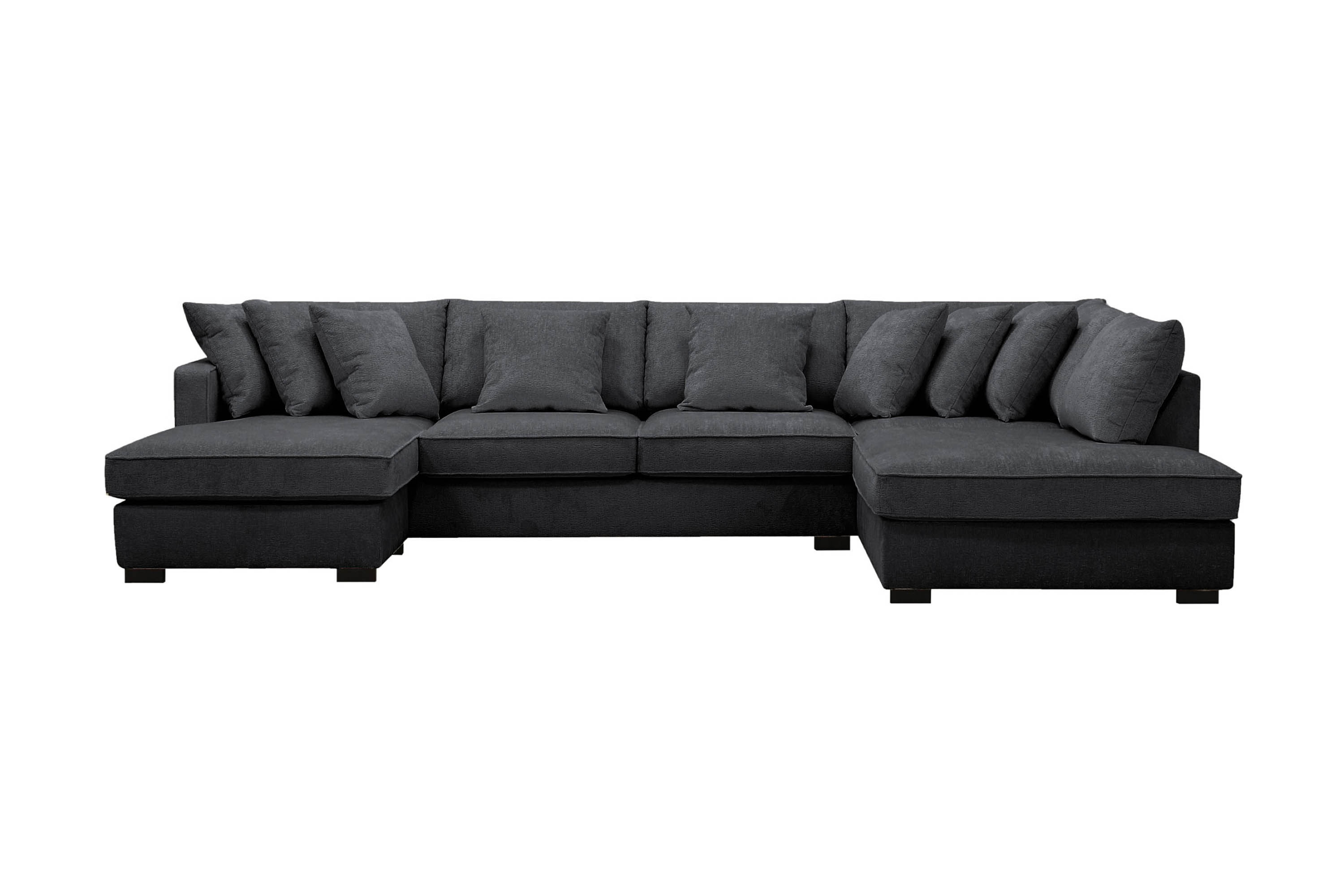Rossita 5-sits Högervänd U-formad Djup Soffa med Divan och Schäslong i Chenille Svart