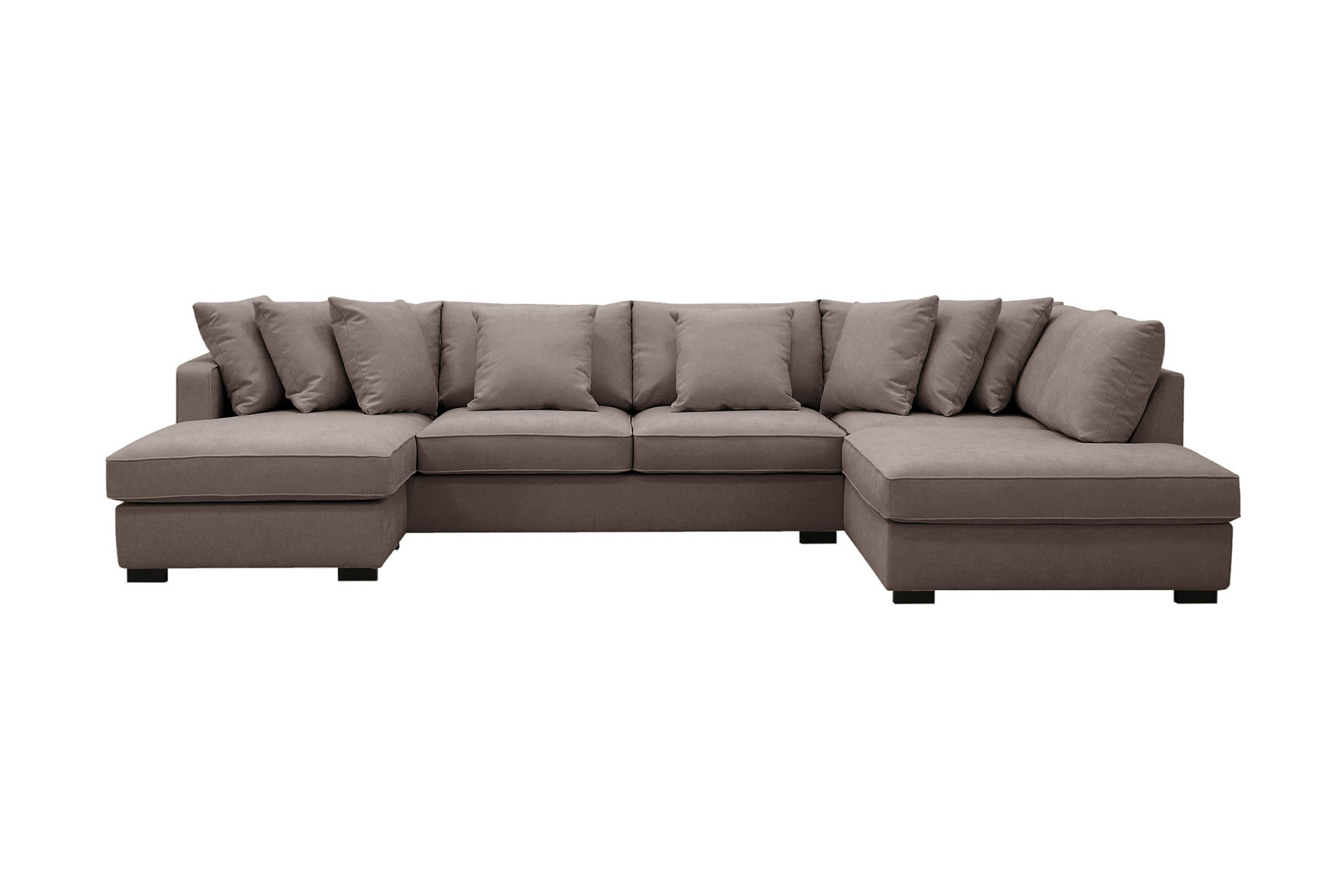 Rossita 5-sits Högervänd U-formad Djup Soffa med Divan och Schäslong i Tyg Brun