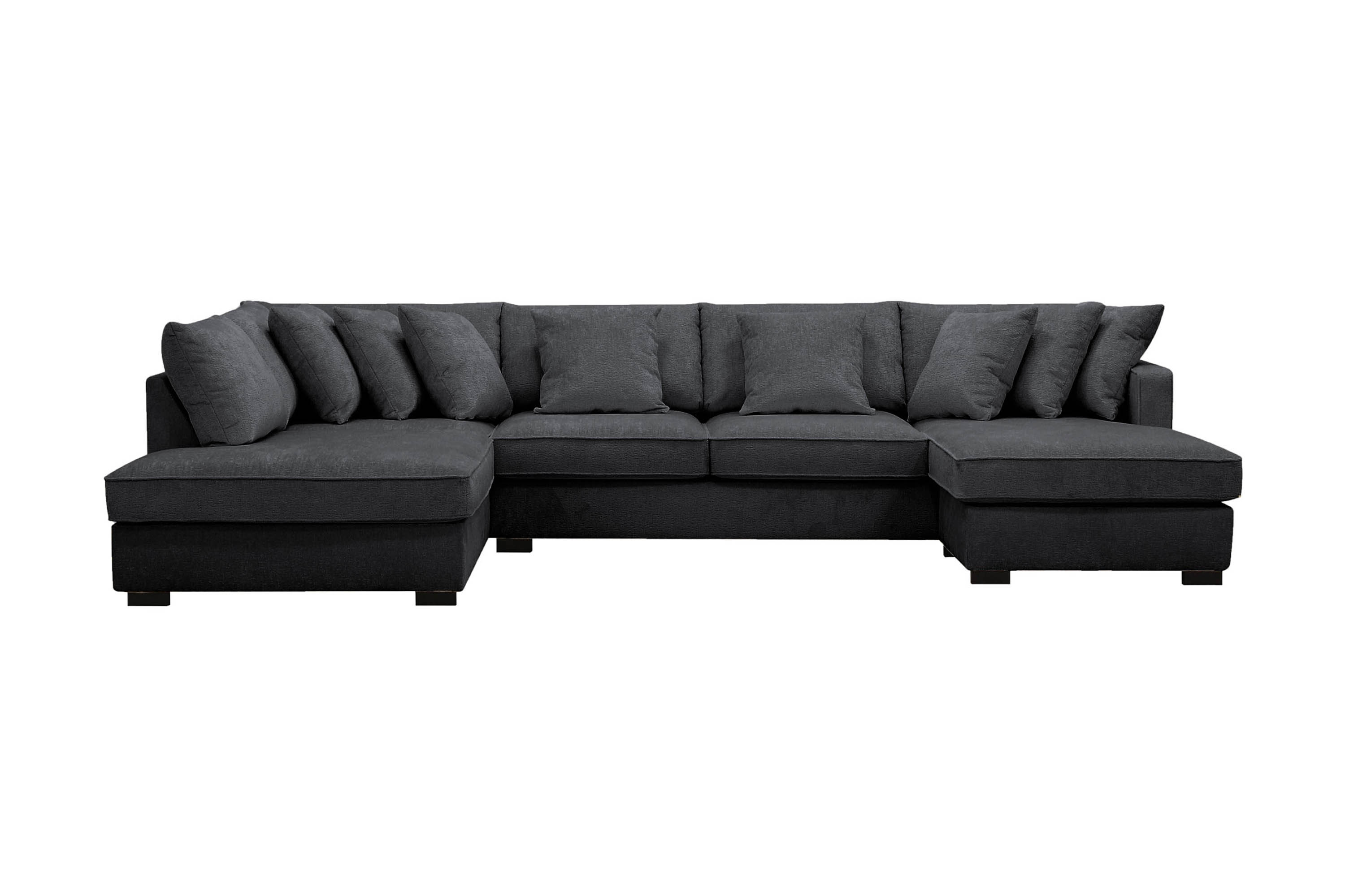 Rossita 5-sits Vänstervänd U-formad Djup Soffa med Divan och Schäslong i Chenille Svart