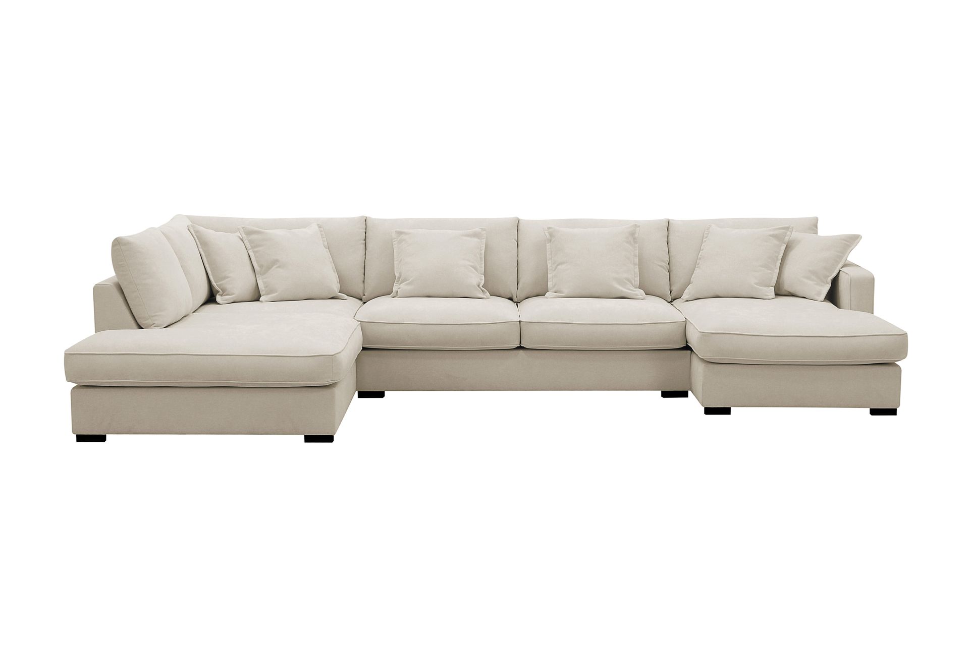 Rossita Lyx 5-sits H&ouml;gerv&auml;nd U-formad Extra djup Soffa med Divan och Sch&auml;slong i Tyg - Beige