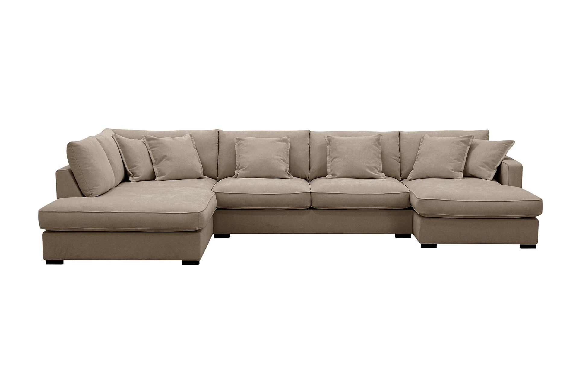 Rossita Lyx 5-sits H&ouml;gerv&auml;nd U-formad Extra djup Soffa med Divan och Sch&auml;slong i Tyg - Brun