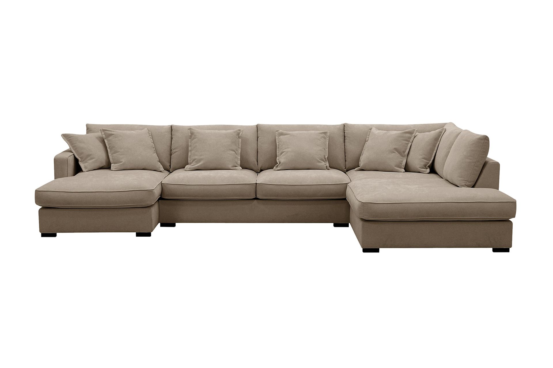 Rossita Lyx 5-sits H&ouml;gerv&auml;nd U-formad Extra djup Soffa med Divan och Sch&auml;slong i Tyg - Brun