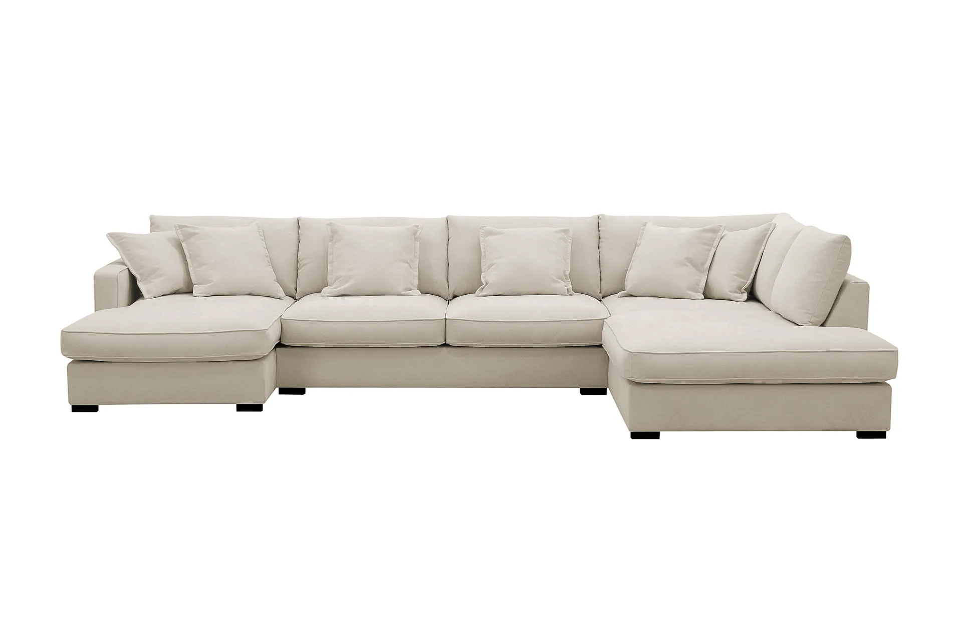 Rossita Lyx 5-sits V&auml;nsterv&auml;nd U-formad Extra djup Soffa med Divan och Sch&auml;slong i Tyg - Beige