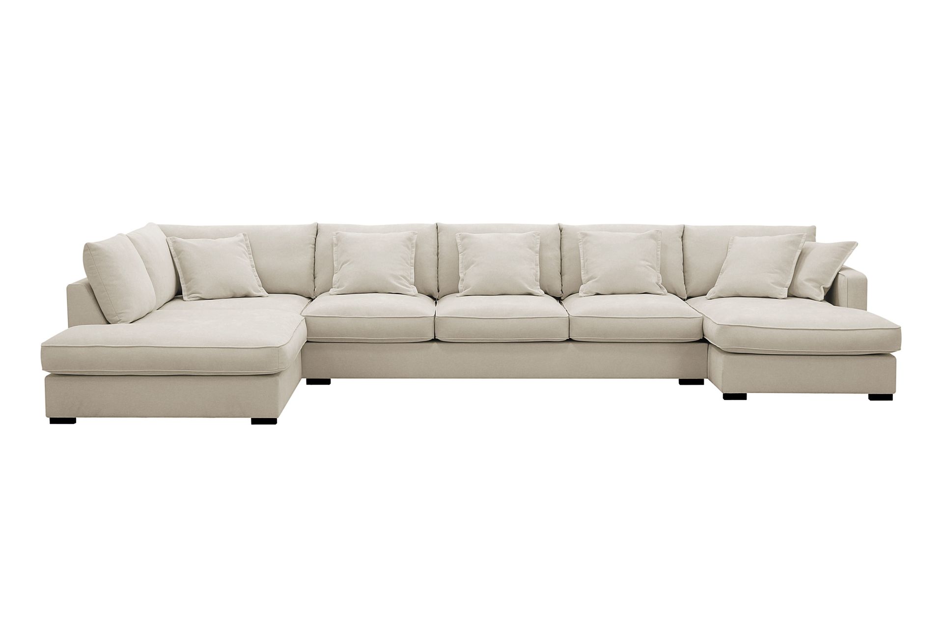 Rossita Lyx 6-sits H&ouml;gerv&auml;nd U-formad Extra djup Soffa med Divan och Sch&auml;slong i Tyg - Beige