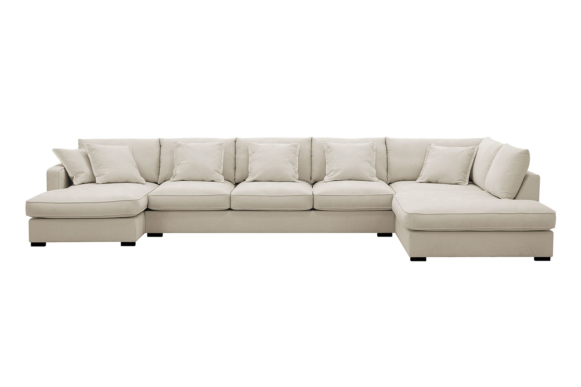 Rossita Lyx 6-sits V&auml;nsterv&auml;nd U-formad Extra djup Soffa med Divan och Sch&auml;slong i Tyg - Beige
