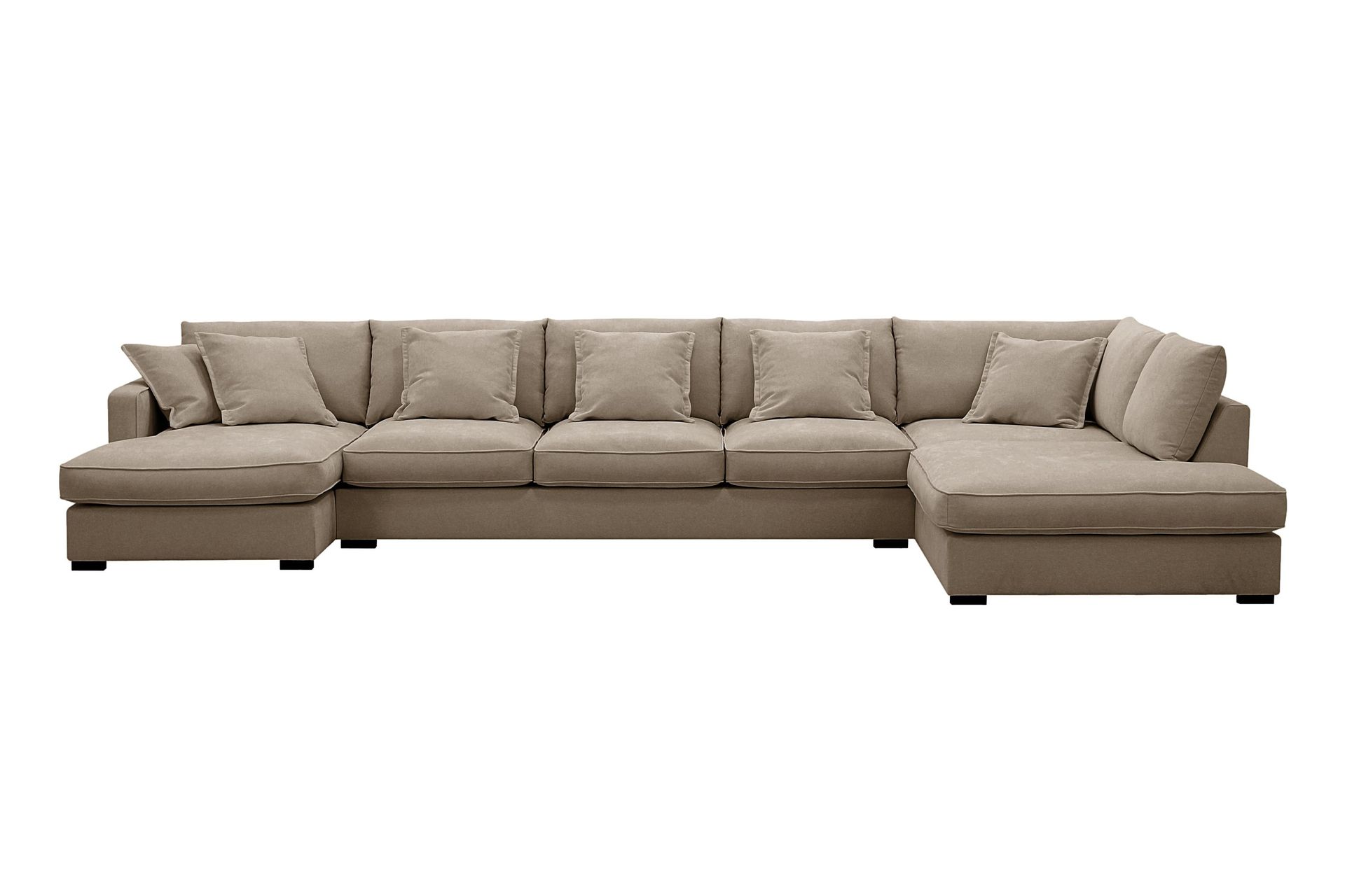 Rossita Lyx 6-sits V&auml;nsterv&auml;nd U-formad Extra djup Soffa med Divan och Sch&auml;slong i Tyg - Brun
