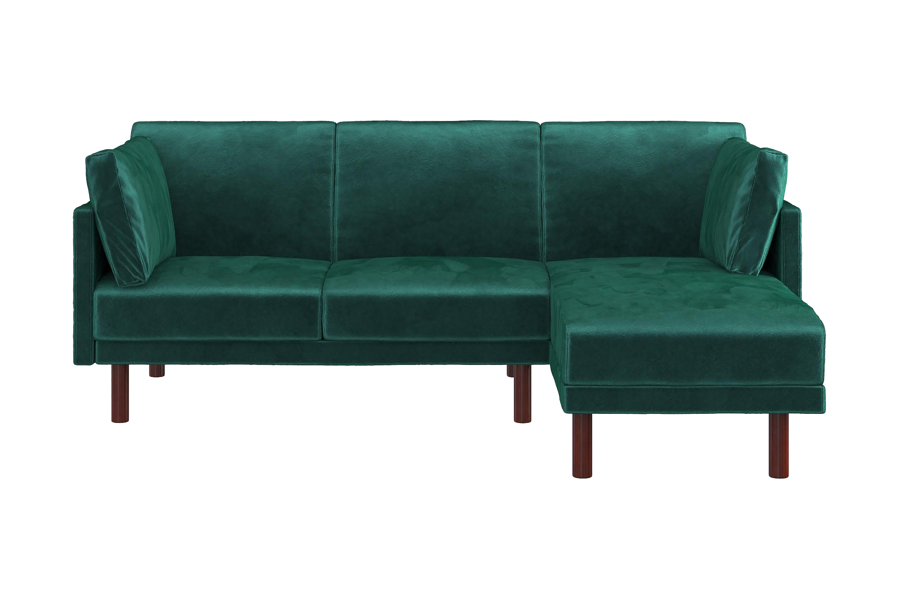 3-sits Bäddsoffa med Schäslong Clair Ställbar Sammet/Grön/Tr Dorel Home