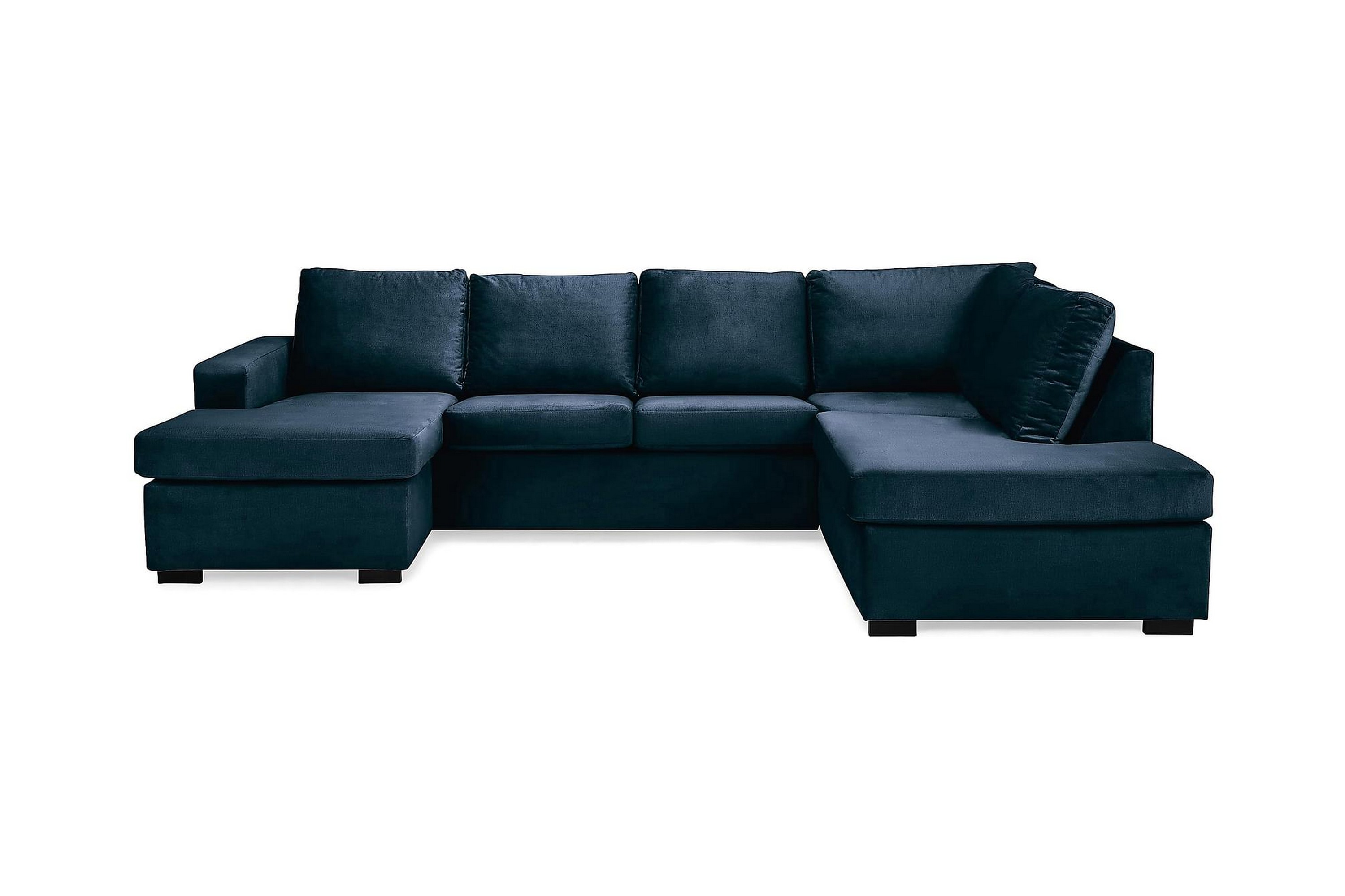 Crazy 4-sits Högervänd U-formad Large Soffa med Divan och Schäslong i Sammet Blå