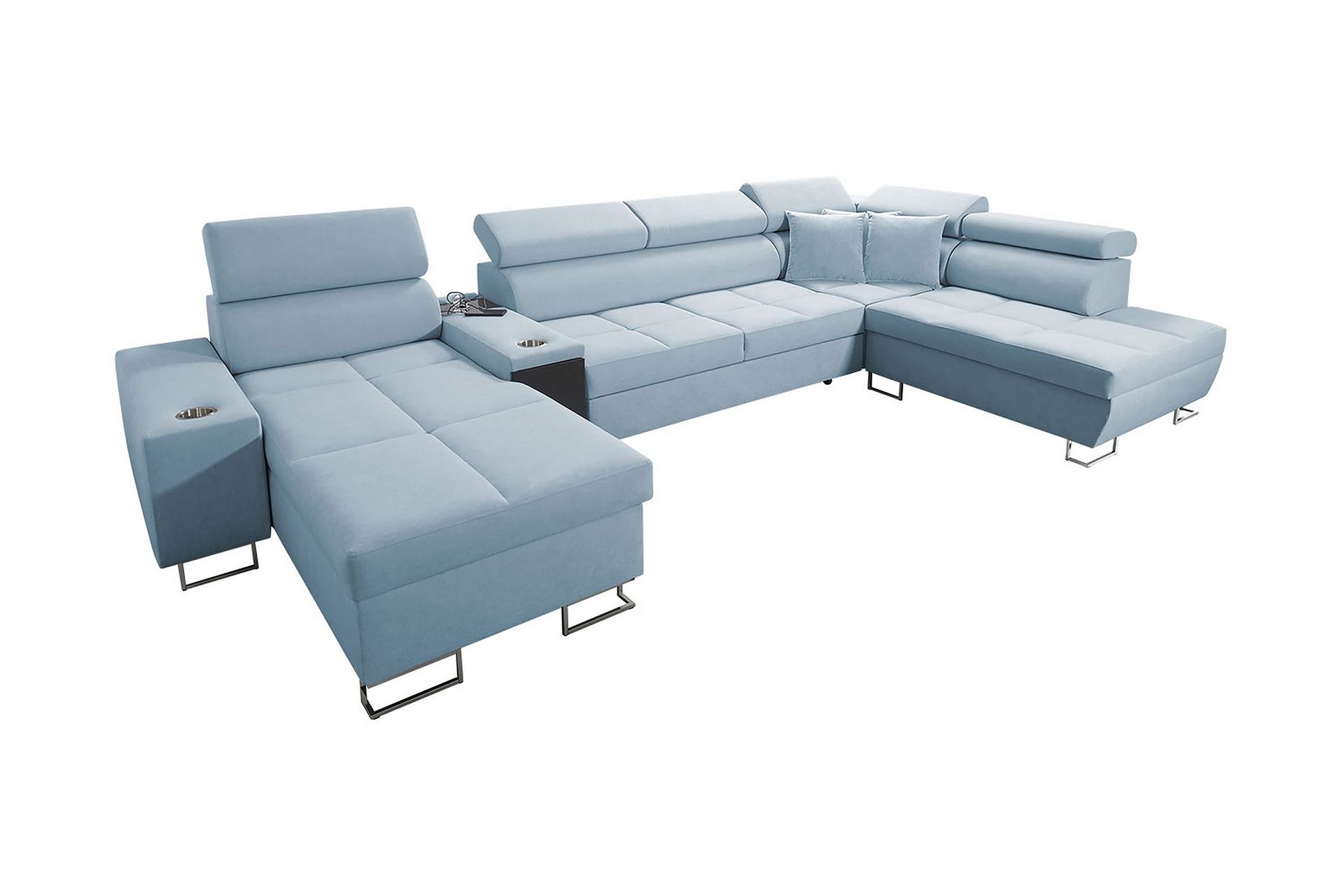 Morenia 4-sits Bäddsoffa 127x195 cm med Förvaring i Sammet - Blå