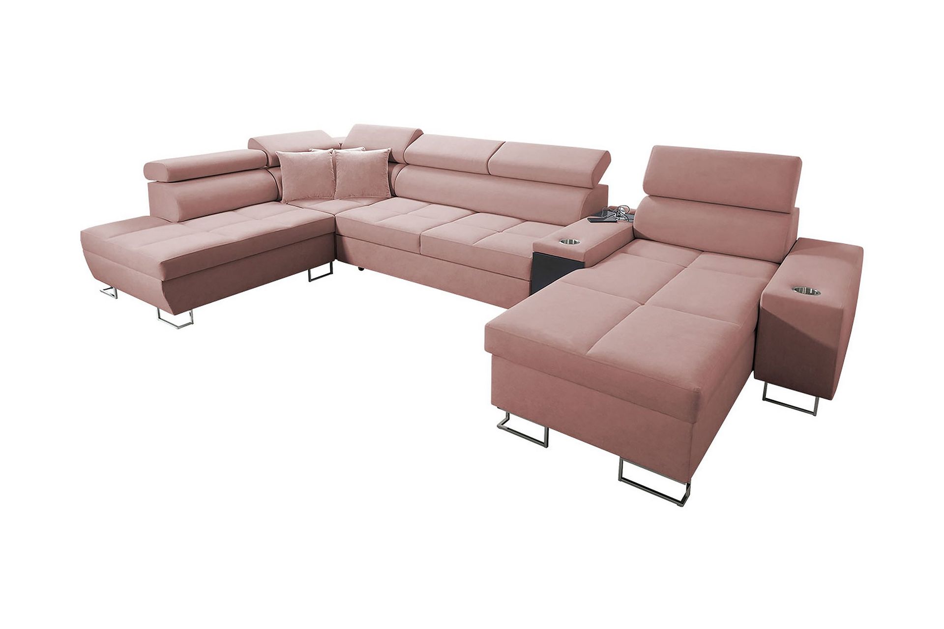 Morenia 4-sits Bäddsoffa 127x195 cm med Förvaring i Sammet - Rosa