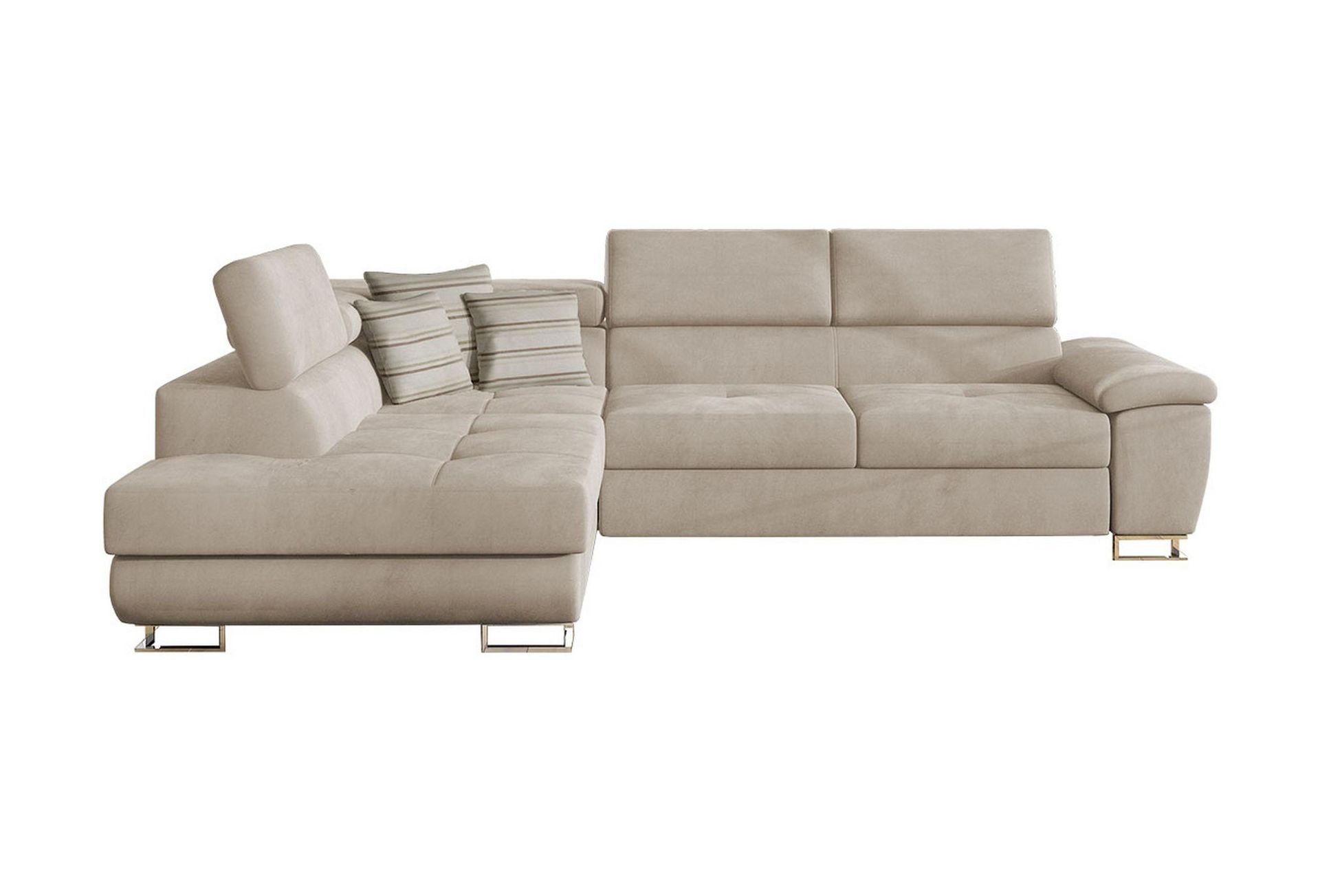 Reginia 4-sits Vänstervänd Bäddsoffa 125x195 cm med Förvaring i Sammet - Beige