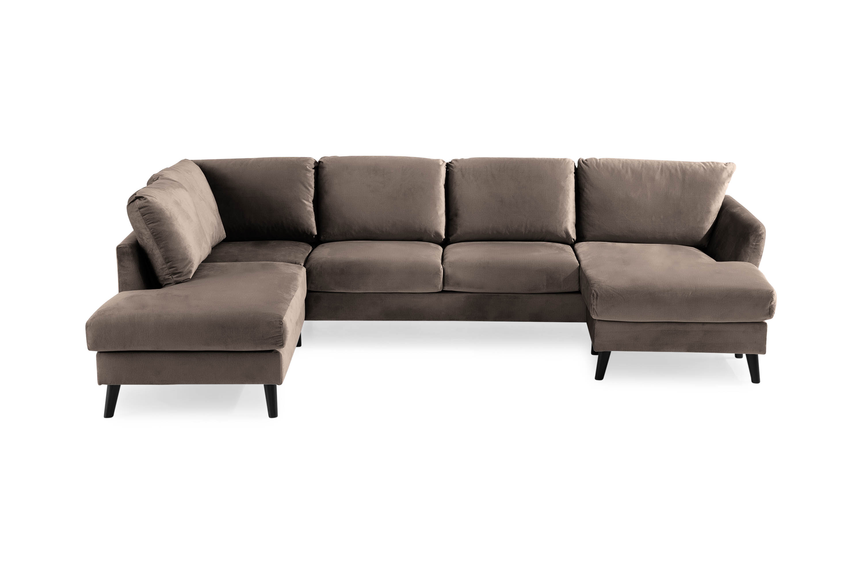 Trend 4-sits Vänstervänd U-formad Soffa med Divan och Schäslong i Sammet Brun