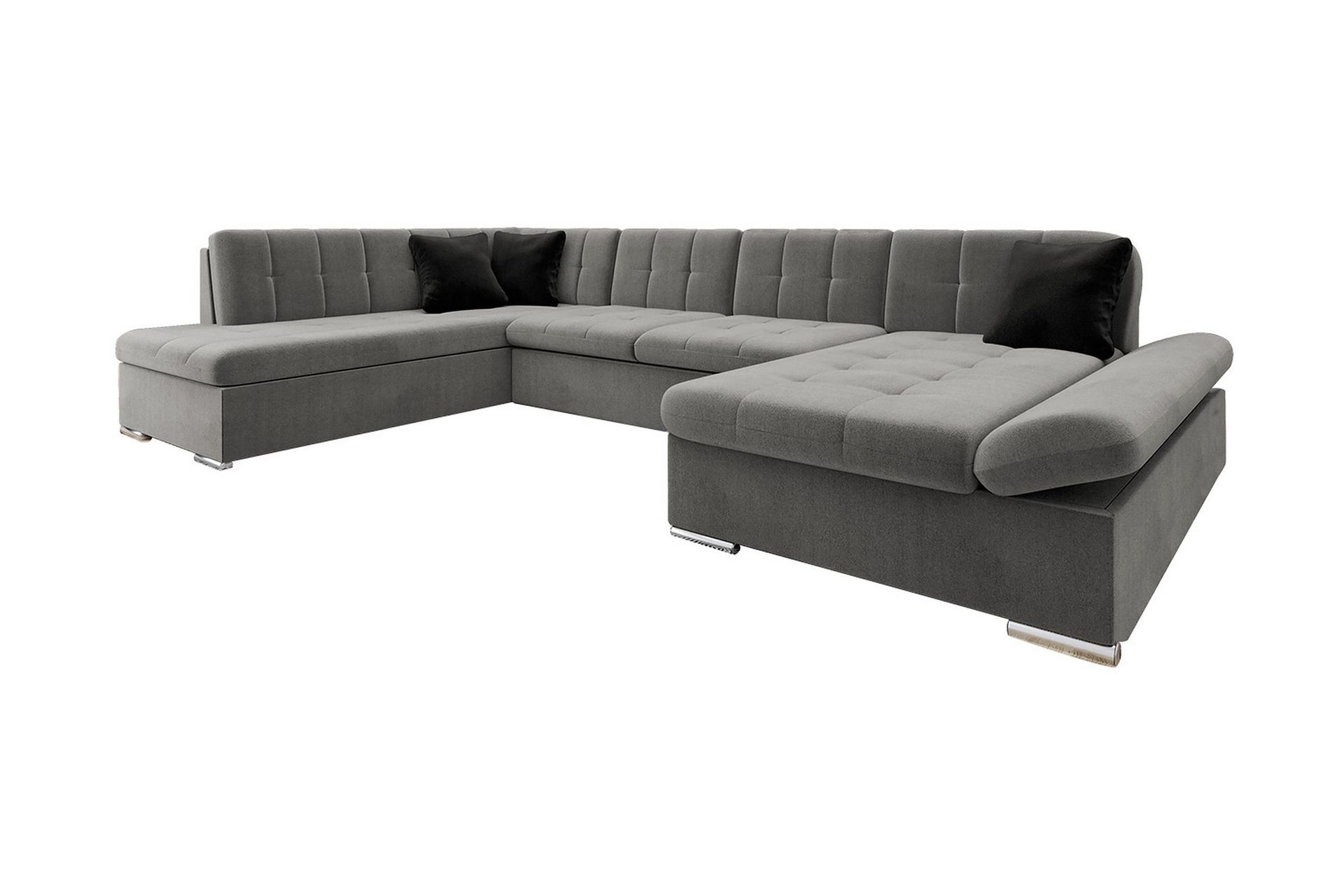 Zumar Höger U-formad Bäddsoffa 128x302 cm med Förvaring i Tyg - Grå