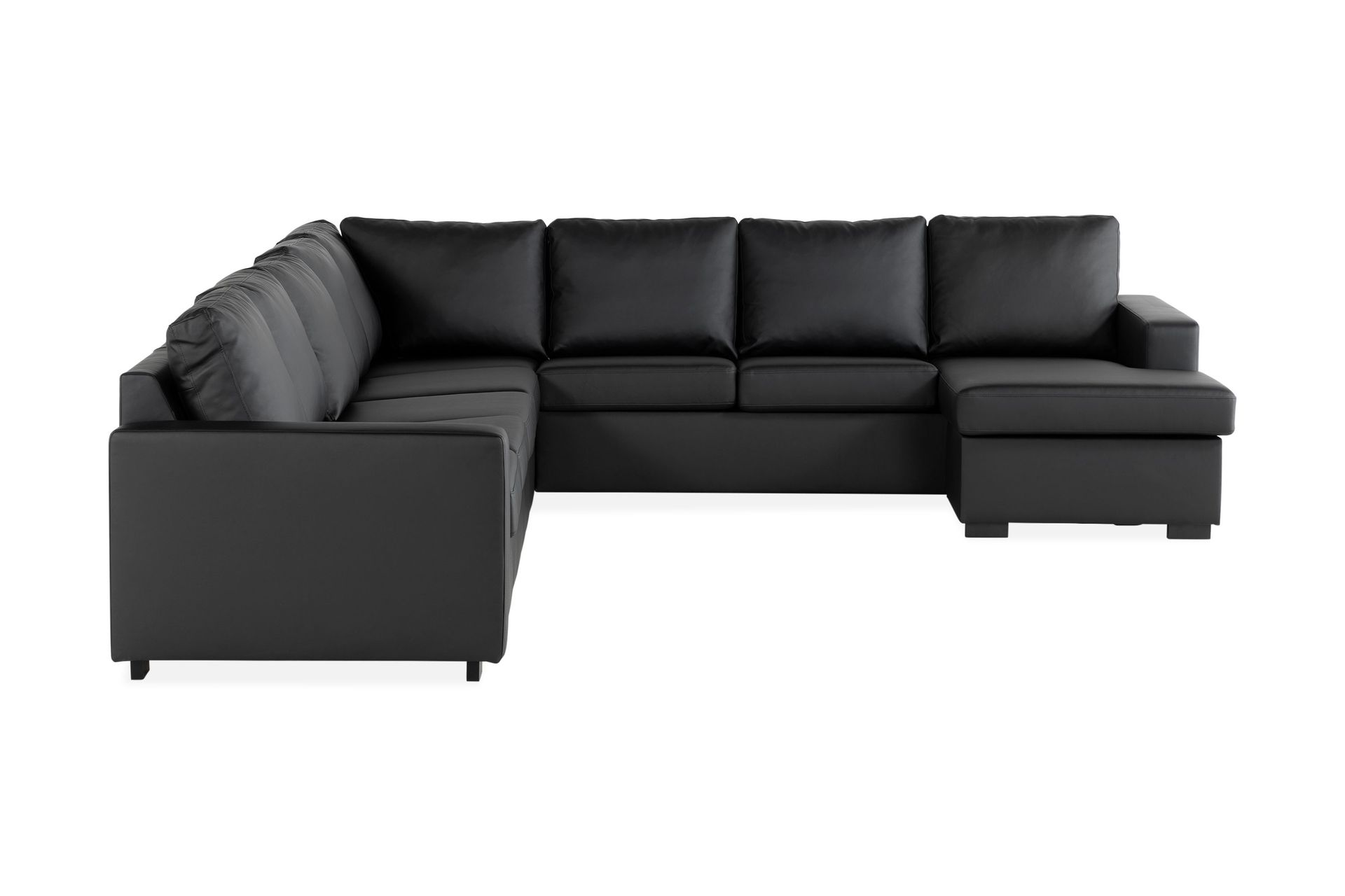Crazy 7-sits V&auml;ndbar U-formad XX-Large H&ouml;rnsoffa med divan i Konstl&auml;der - Svart