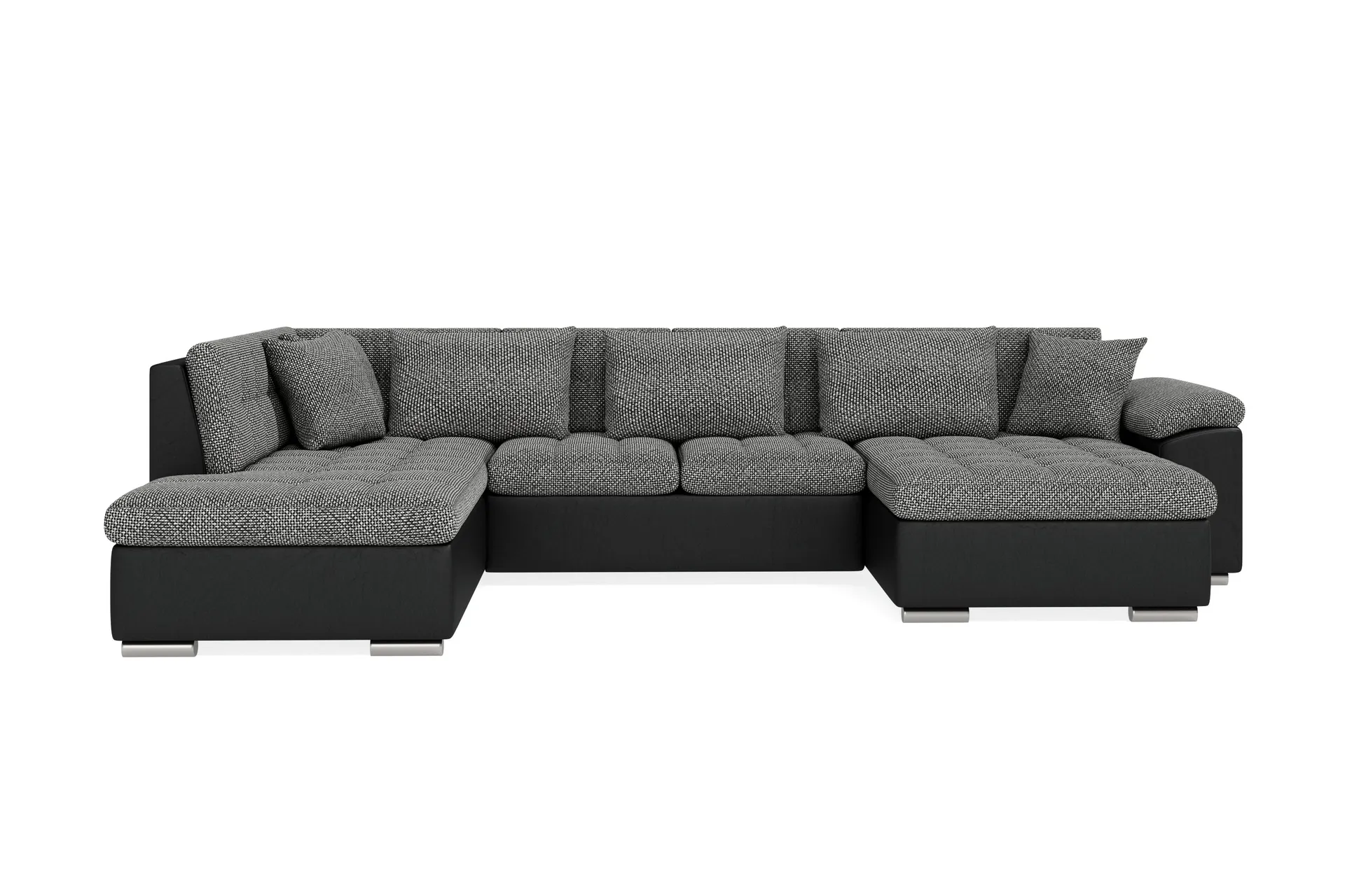 Dynir Stor H&ouml;rnb&auml;ddsoffa Divan med F&ouml;rvaring H&ouml;ger 350 cm - Svart / Gr&aring;