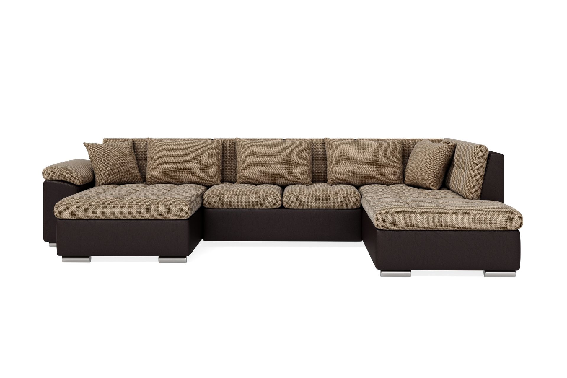 Dynir Stor Hörnbäddsoffa Divan med Förvaring Vänster 350 cm Bred - Beige / Brun