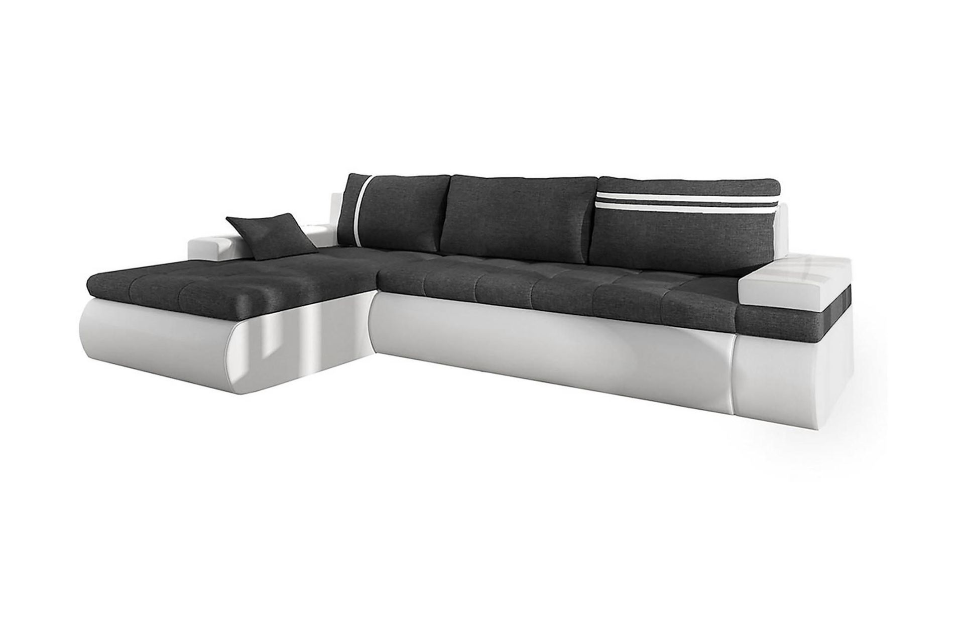 Lavona Divanb&auml;ddsoffa V&auml;nster - M&ouml;rkgr&aring;/Vit