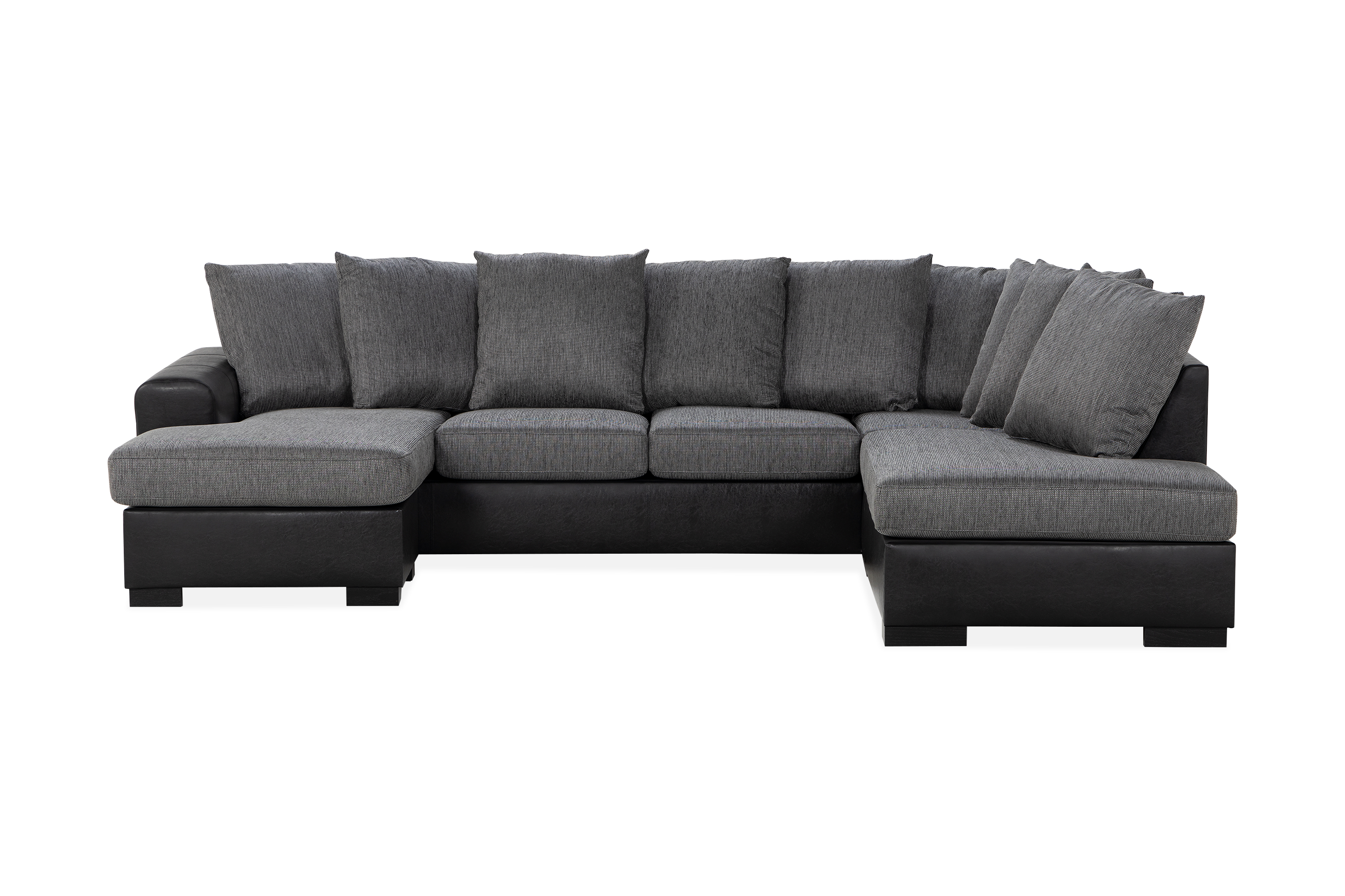 Ocean 4-sits Högervänd U-formad Soffa med Divan och Schäslong i Tyg/Konstläder GråSvart