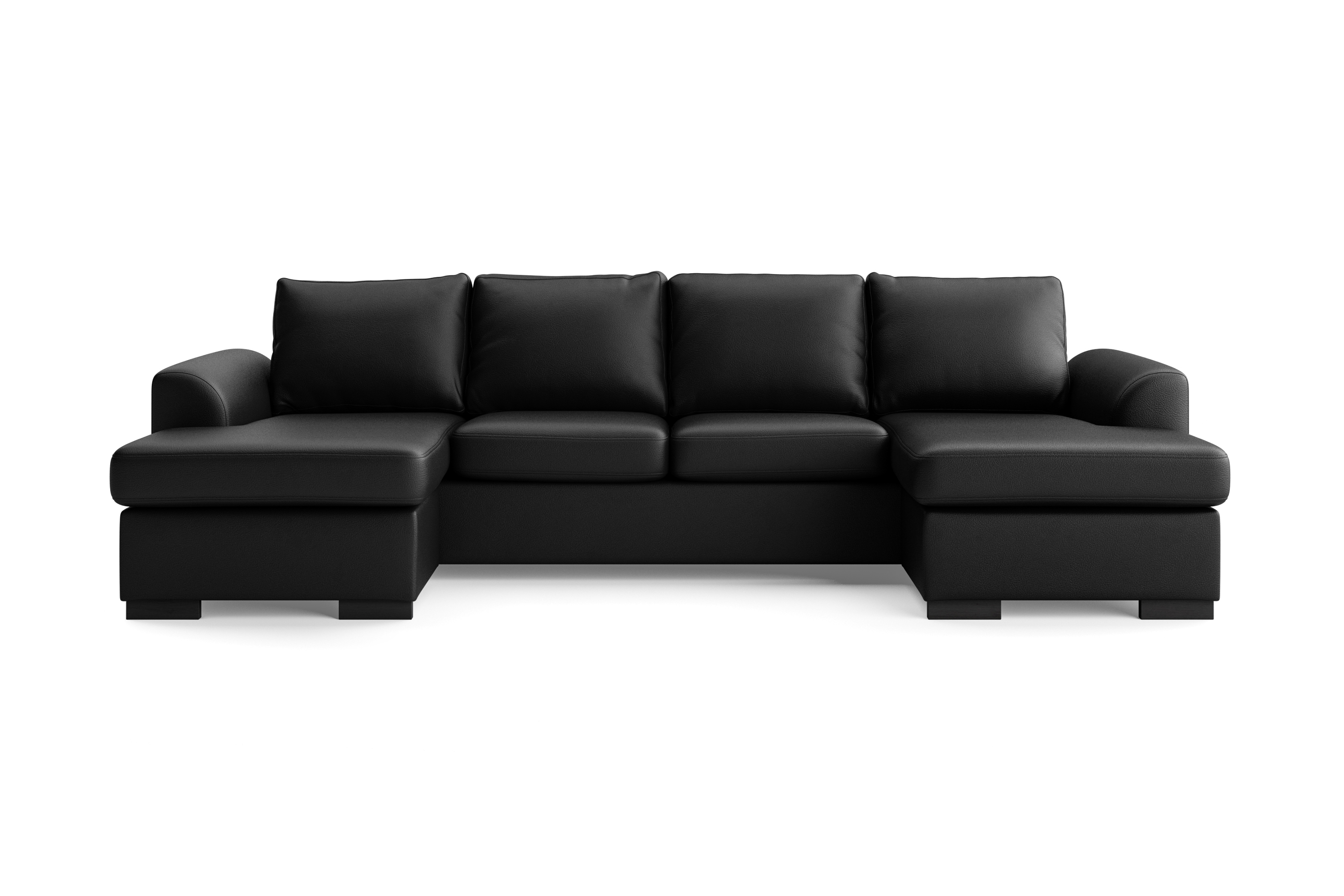 Porto 4-sits U-formad Soffa med Divan och Schäslong i Konstläder Svart