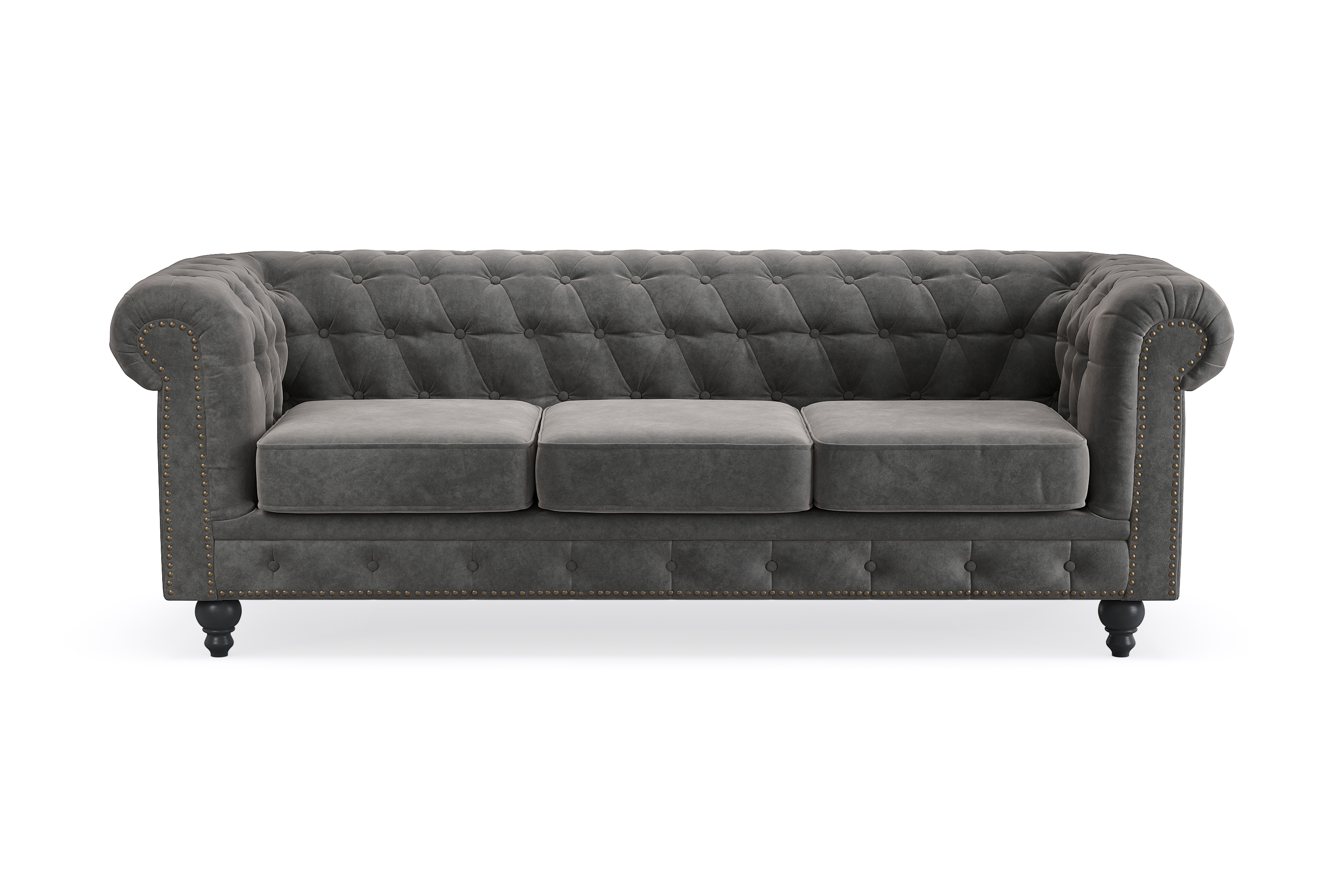 Soffa Chester Deluxe 3-sits Mörkgrå