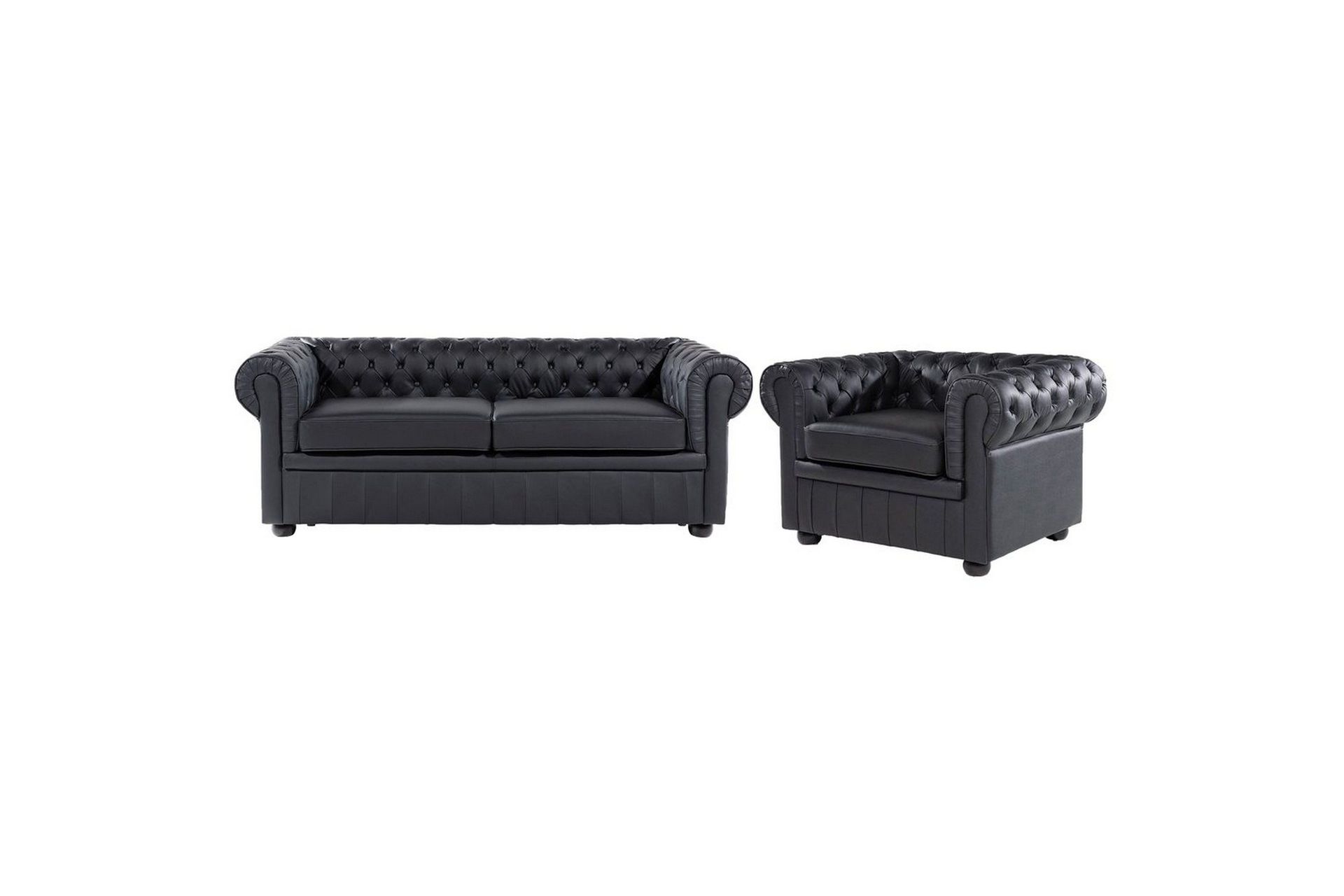 Soffa Chesterfield Svart, brun - Svart, brun