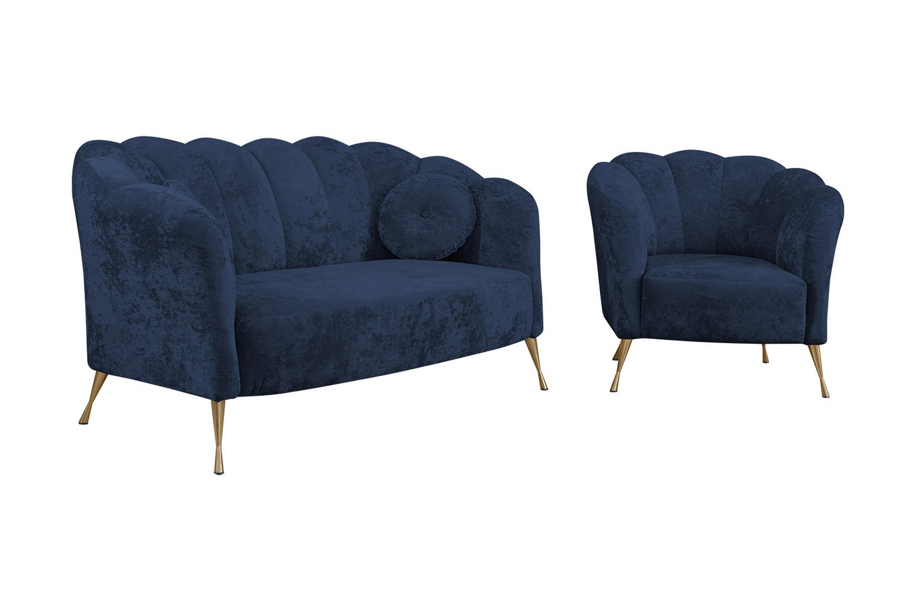 3-sits soffgrupp naspur - sammet/blå