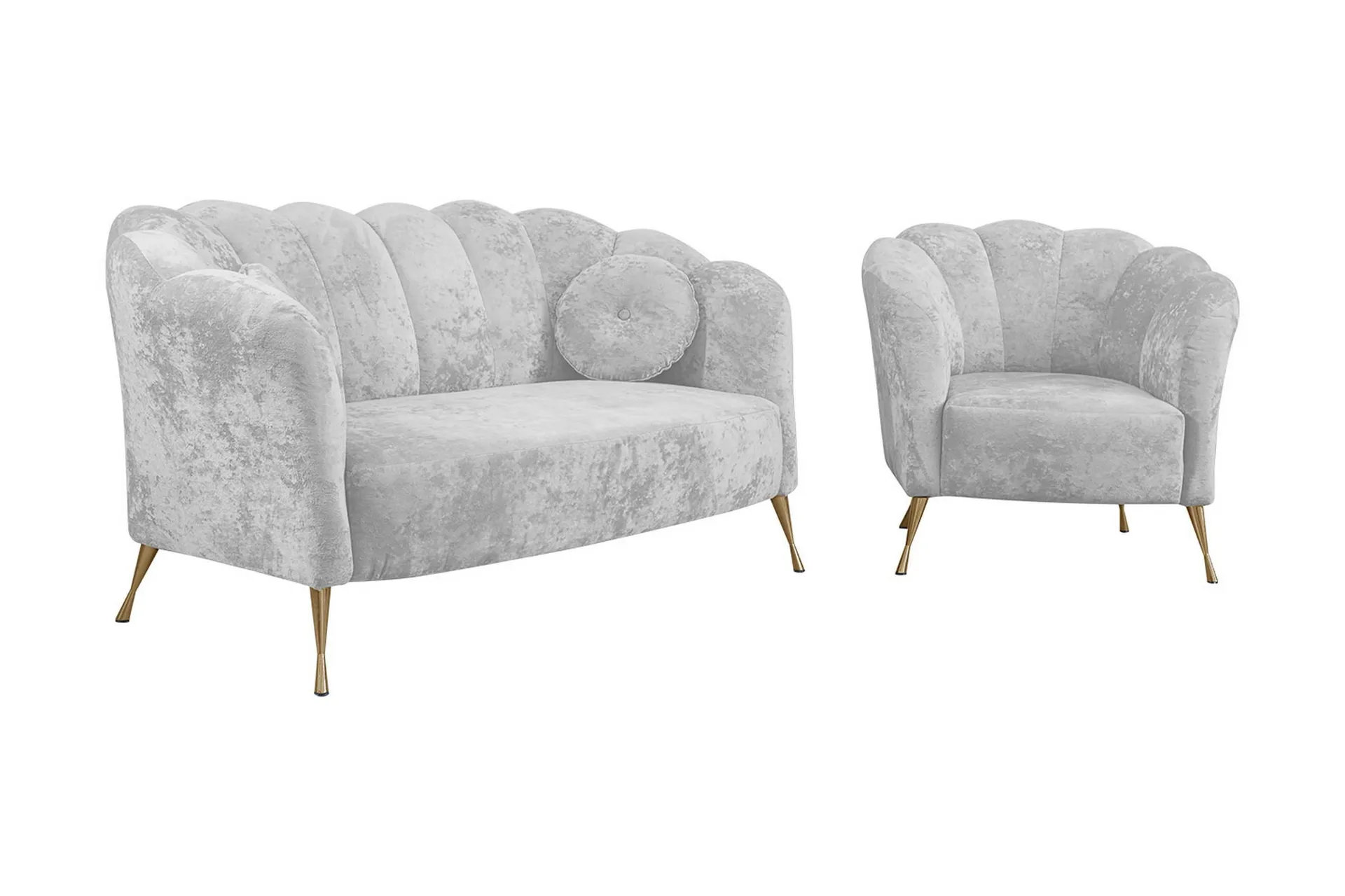 Adrial 3-sits Soffgrupp - Sammet/Vit