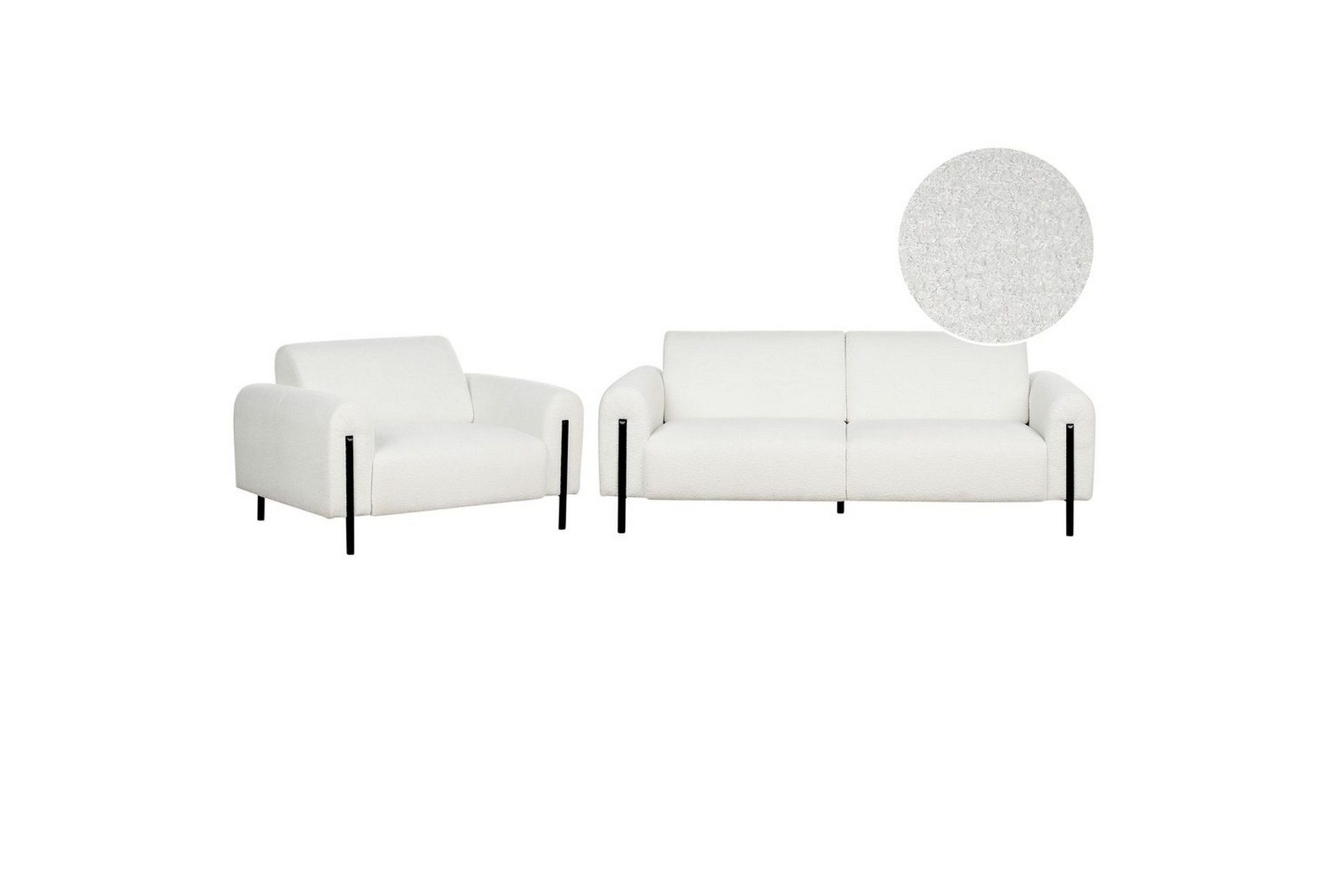 Soffgrupp Askim Vit/Svart, Bouclé - Vit/Svart, Bouclé