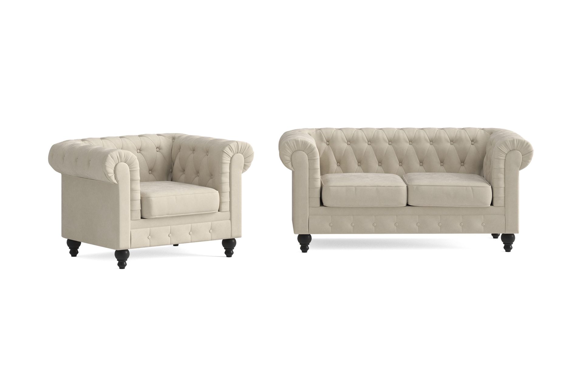 Chesterfield Lyx Soffgrupp 2-sits+F&aring;t&ouml;lj - Beige