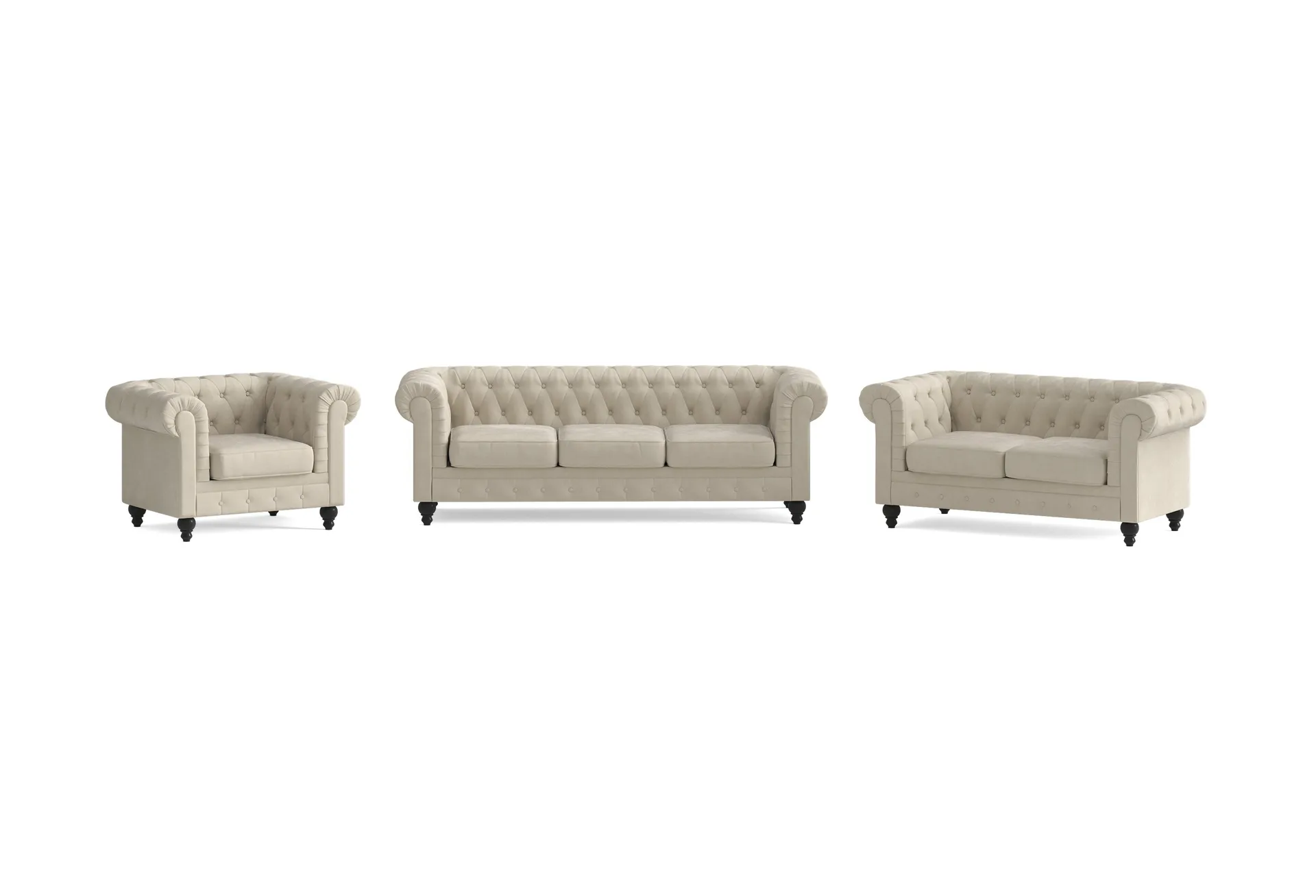 Chesterfield Lyx Soffgrupp 3-sits+2-sits+F&aring;t&ouml;lj - Beige