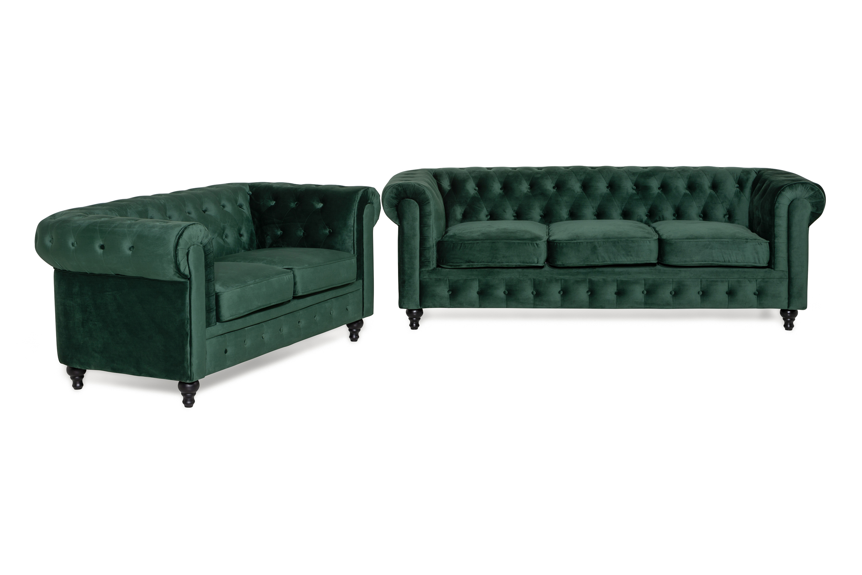 Soffgrupp Walton Lyx 3-sits-2-sits Sammet Mörkgrön