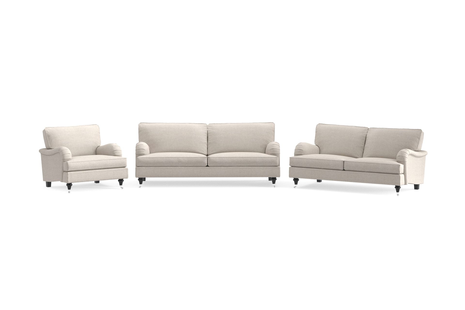 Howard Classic Soffgrupp 3-sits + 2-sits Soffa + F&aring;t&ouml;lj i Tyg - Beige