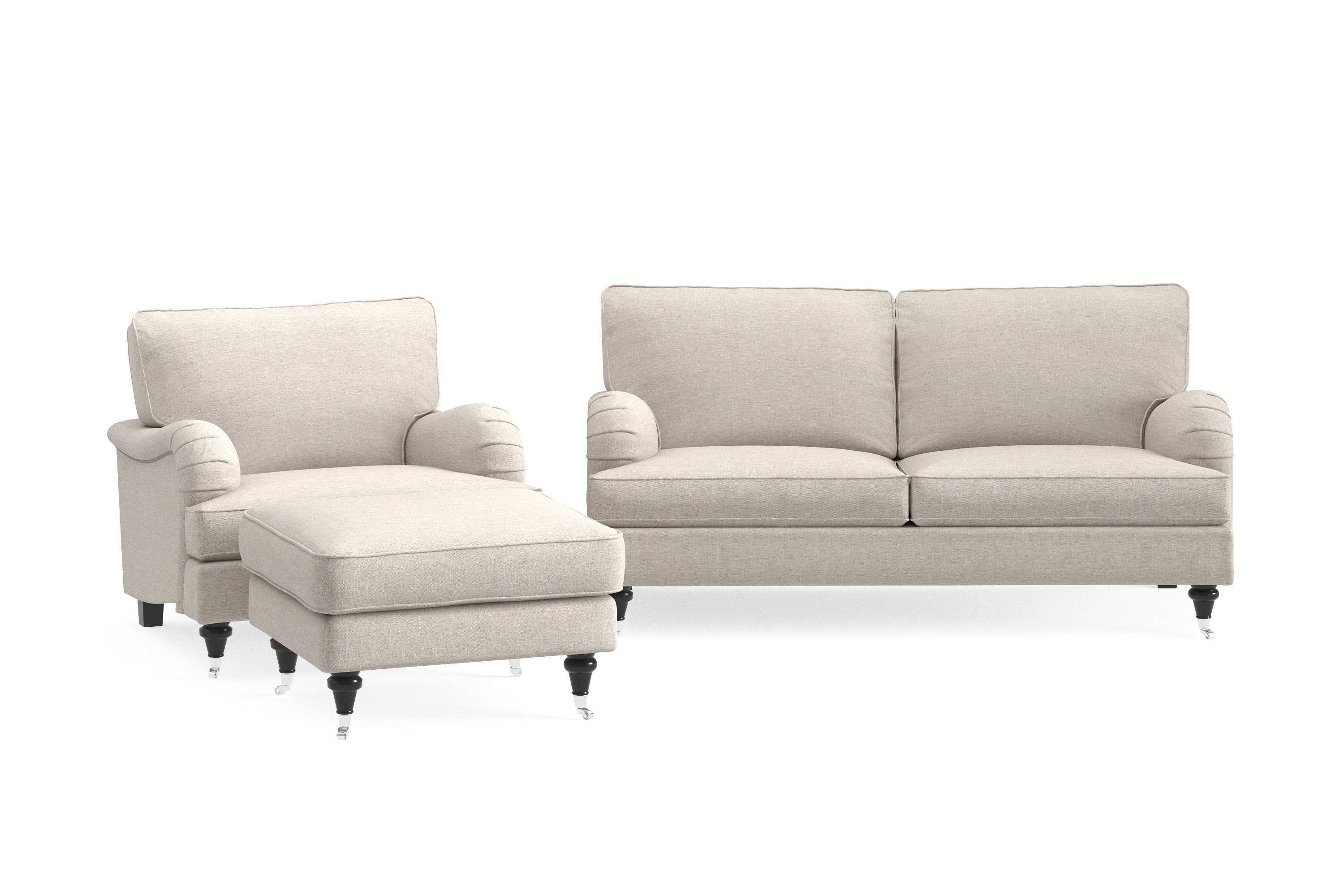 Soffgrupp Oxford Classic 3-sits-Fåtölj-Fotpall Beige