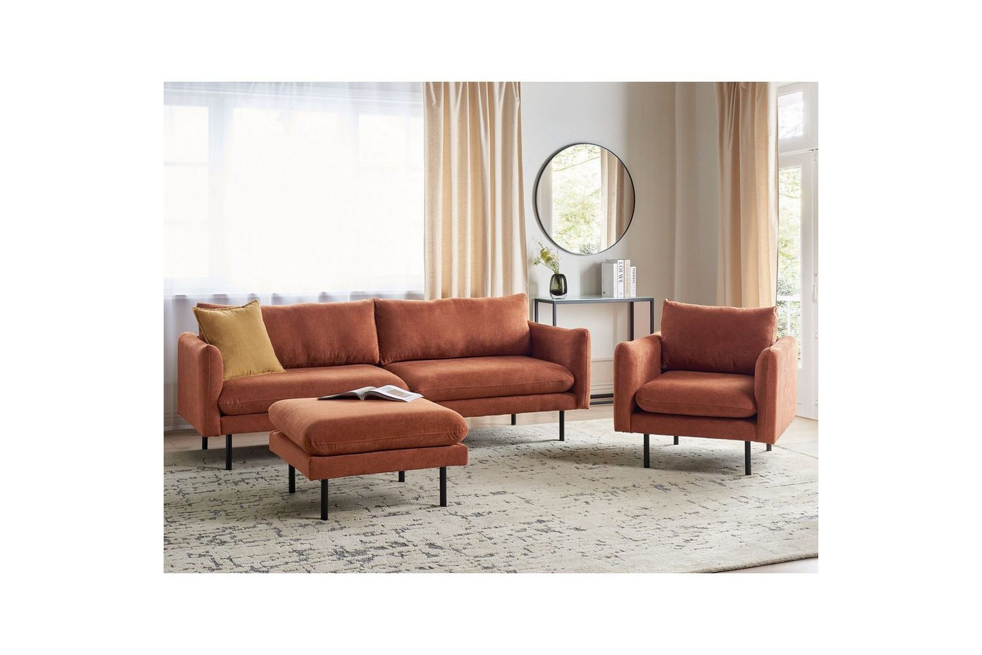 Soffgrupp med fotpall Vinterbro Brun/Svart, Chenille - Brun/Svart, Chenille