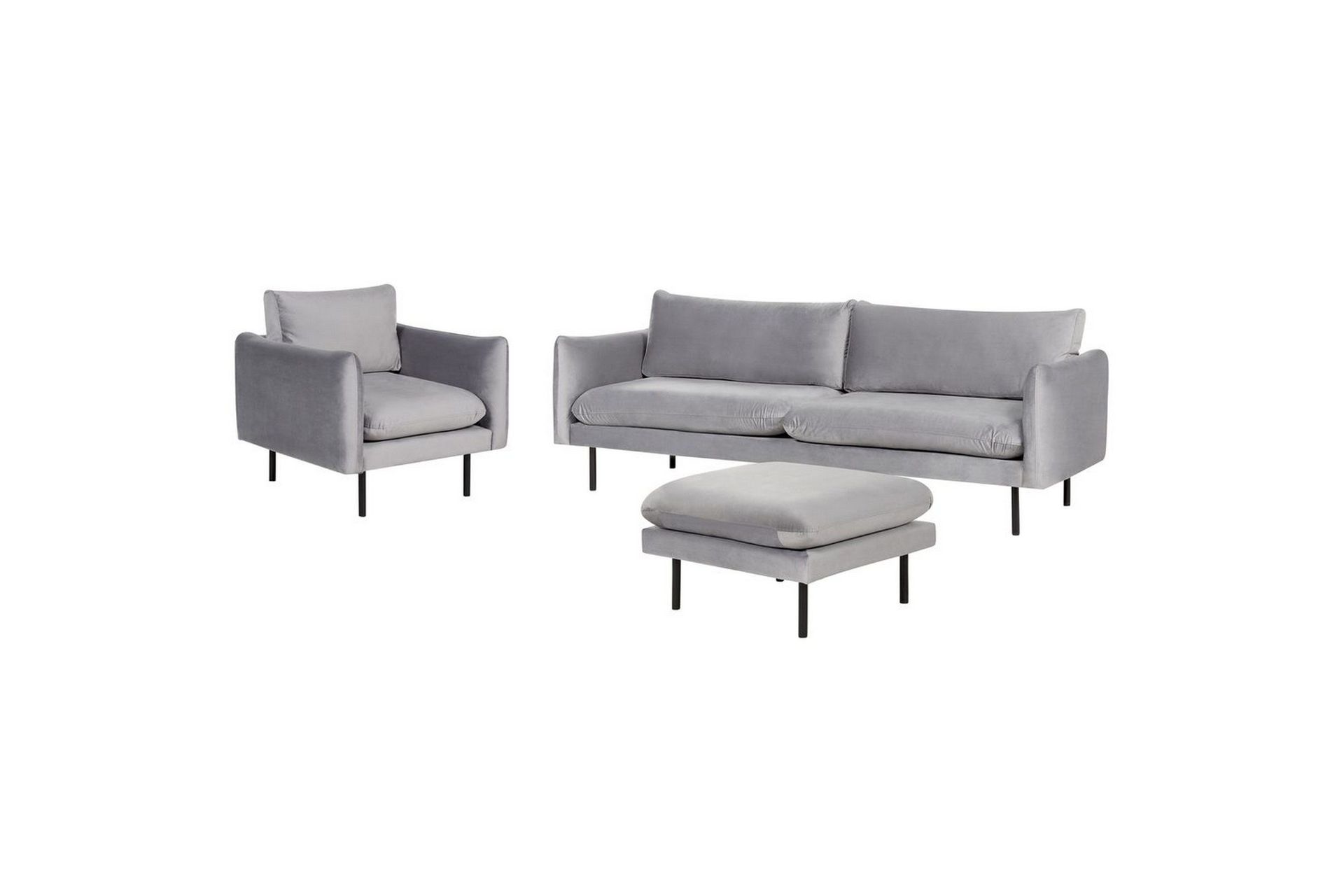 Soffgrupp med fotpall Vinterbro Gr&aring;/svart, Sammet - Gr&aring;/svart, Sammet