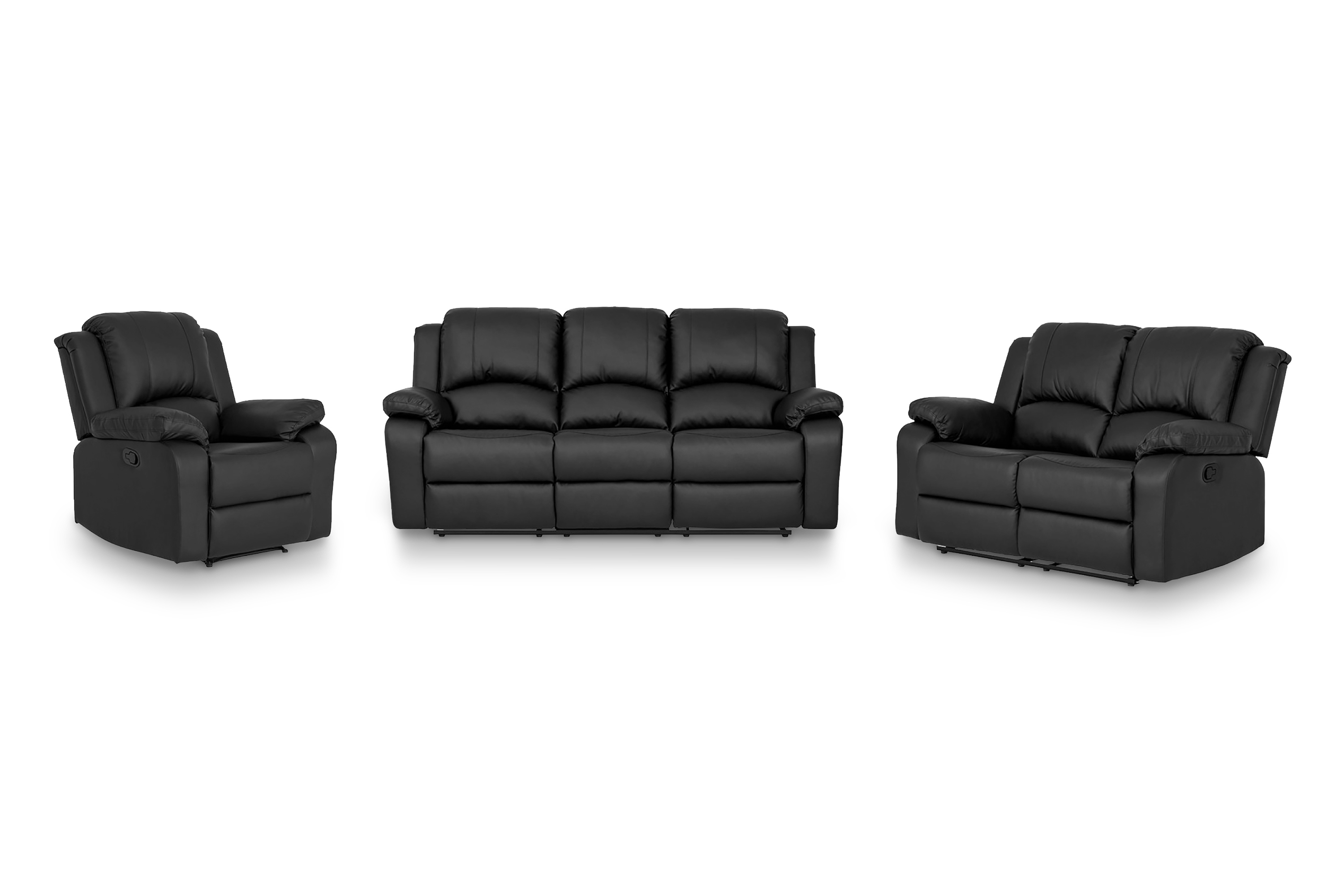 Navarro Soffgrupp Recliner 3-2-1 Fällbar soffa fåtölj Biosoffa i konstläder Svart