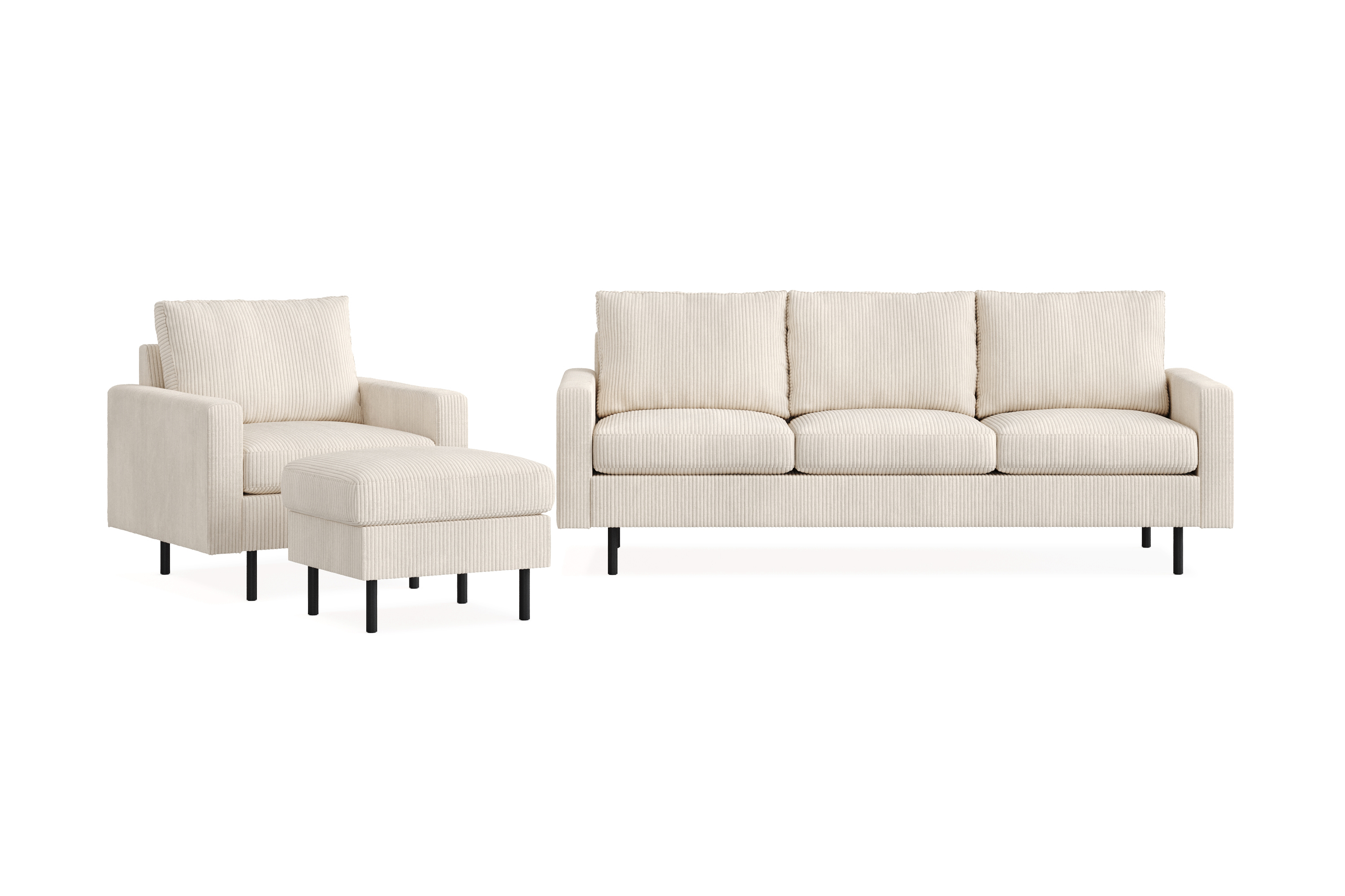 Peppe Soffgrupp 3-sits Soffa Fåtölj Fotpall i Manchester Beige