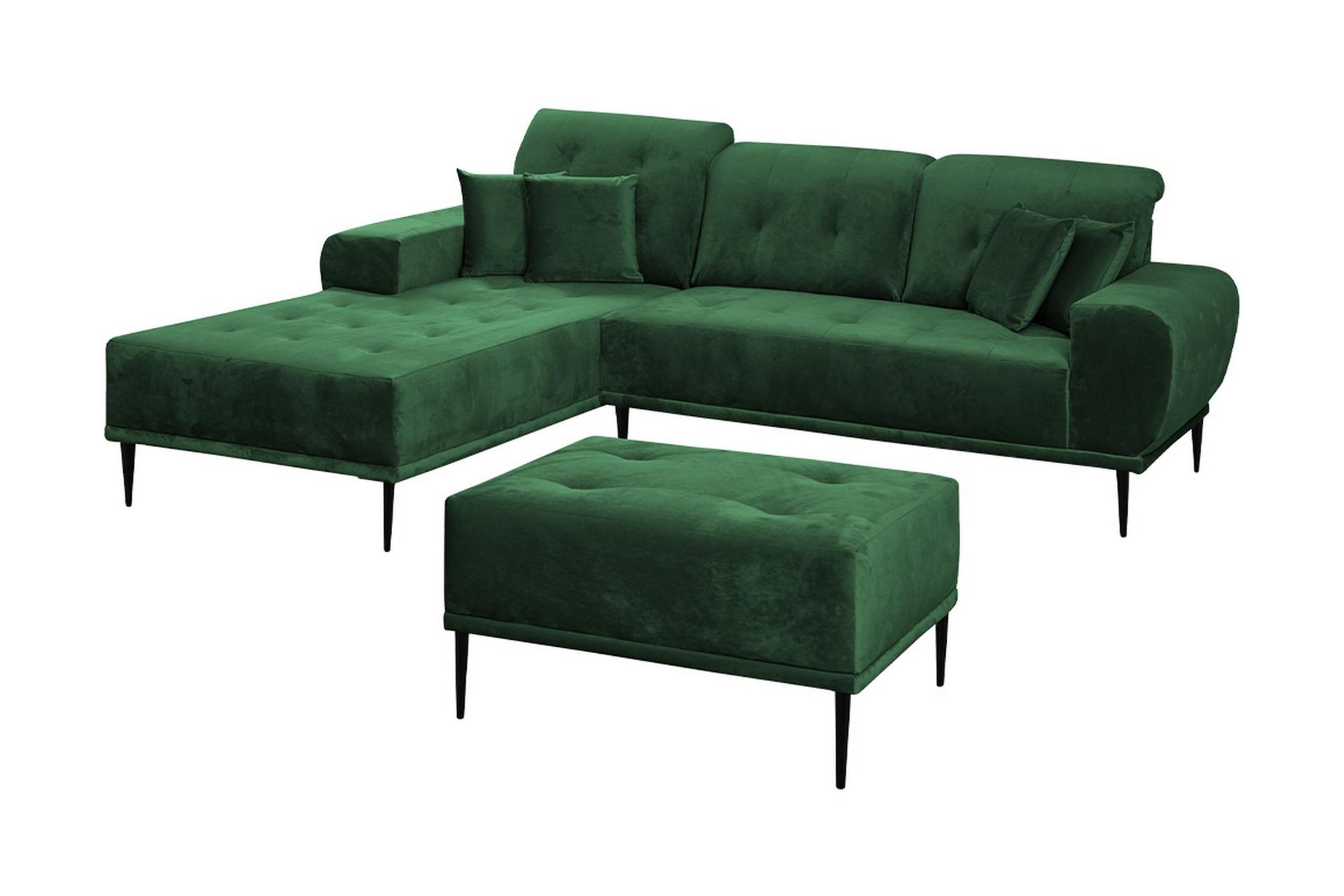 Rapale Soffgrupp V&auml;nster med Fotpall - Sammet/Gr&ouml;n